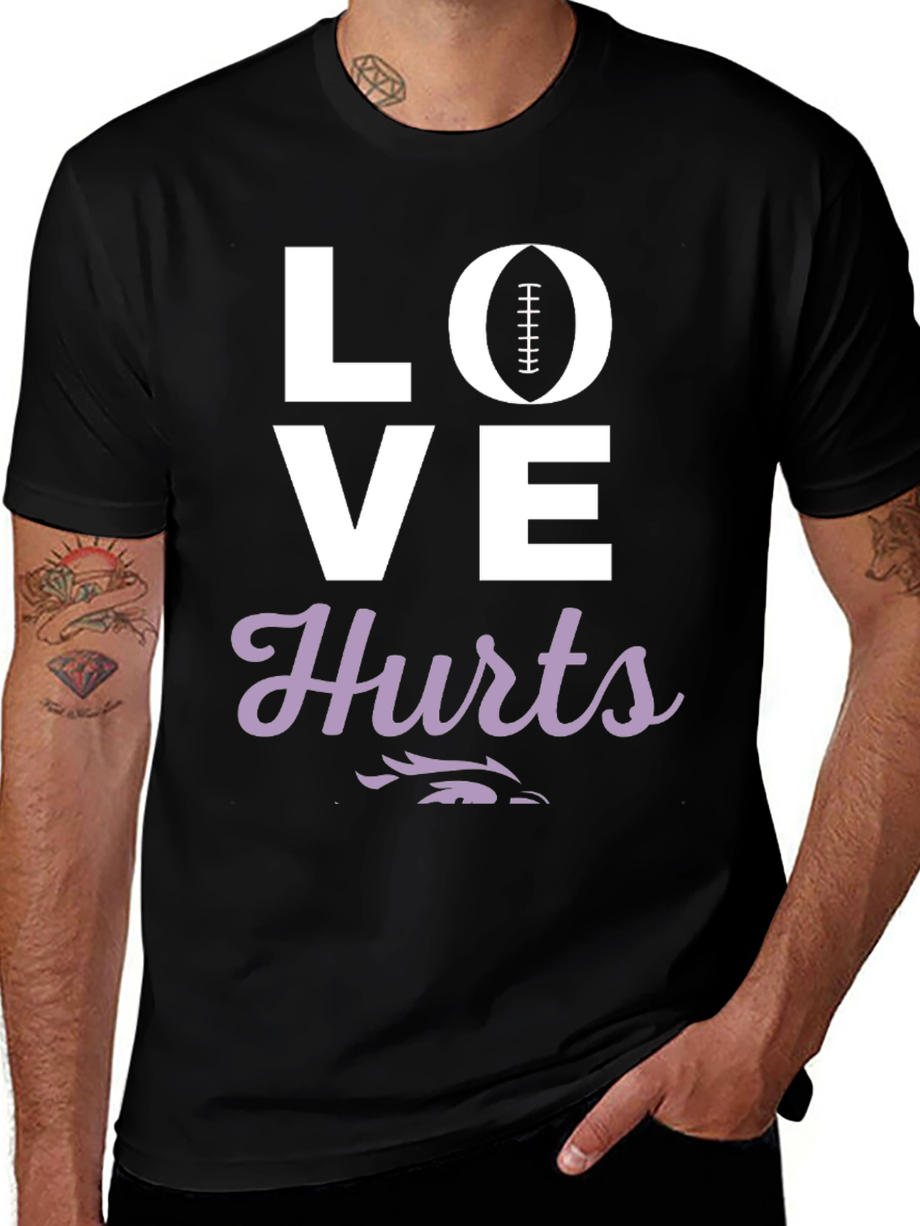 Love Hurts Football Graphic Tee - Black