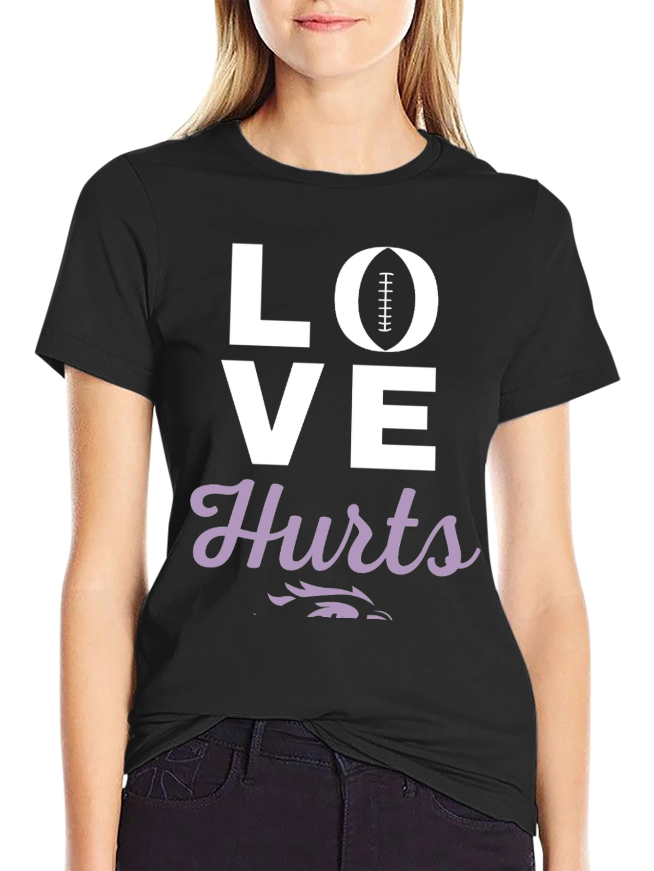 Love Hurts Football Graphic Tee - Black