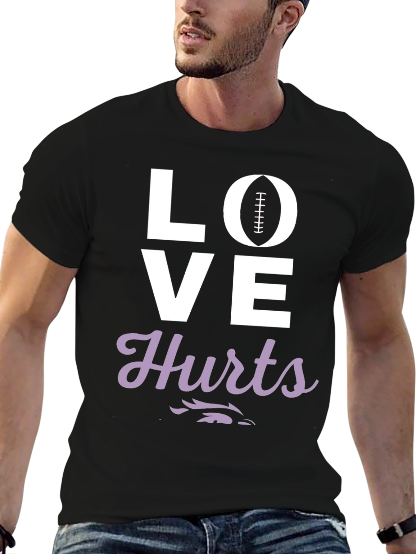 Love Hurts Football Graphic Tee - Black