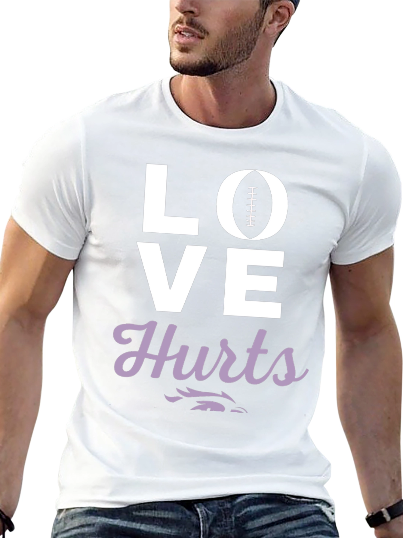 Love Hurts Football Graphic Tee - Black