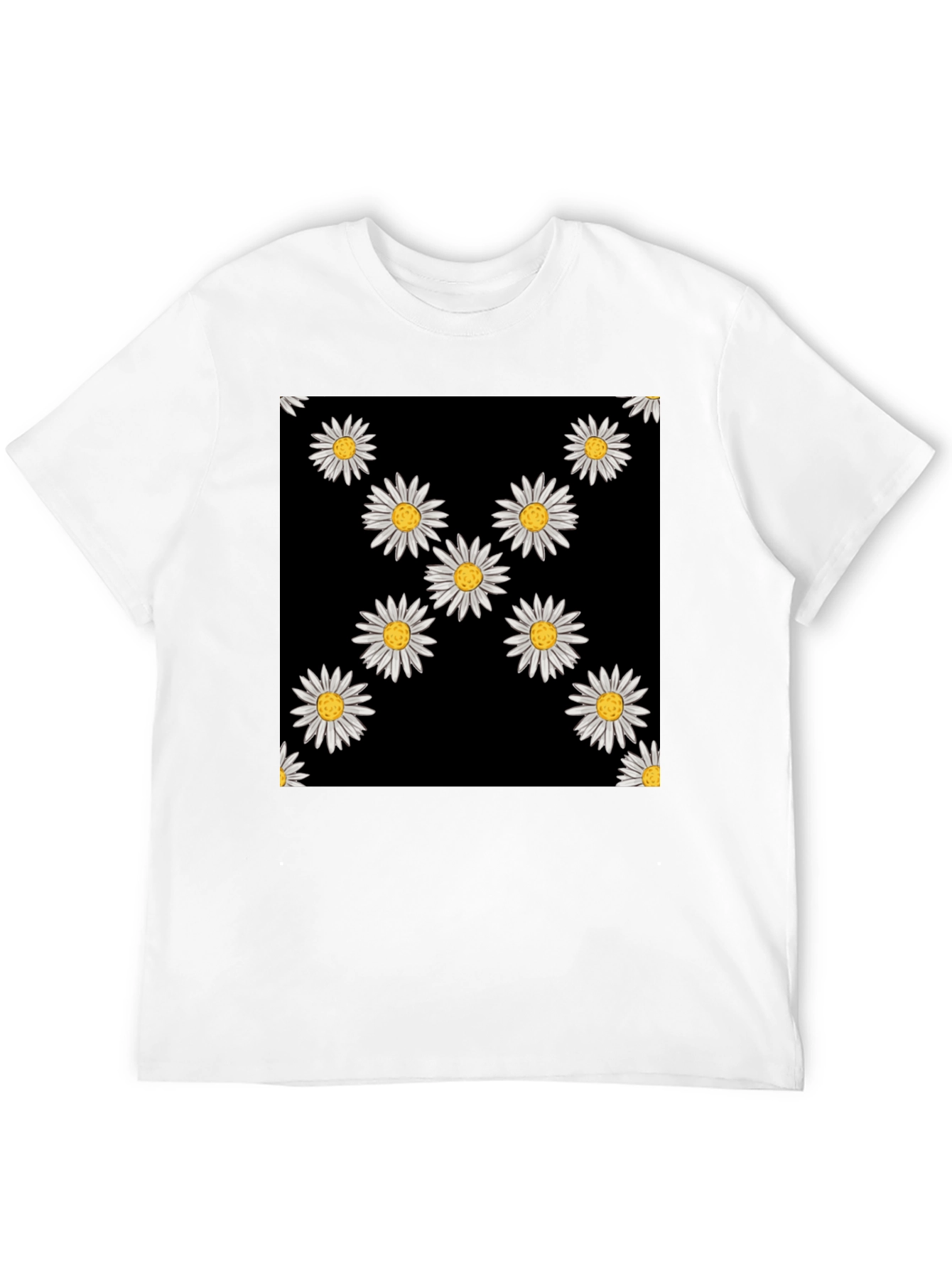 Daisy Print Black T-Shirt