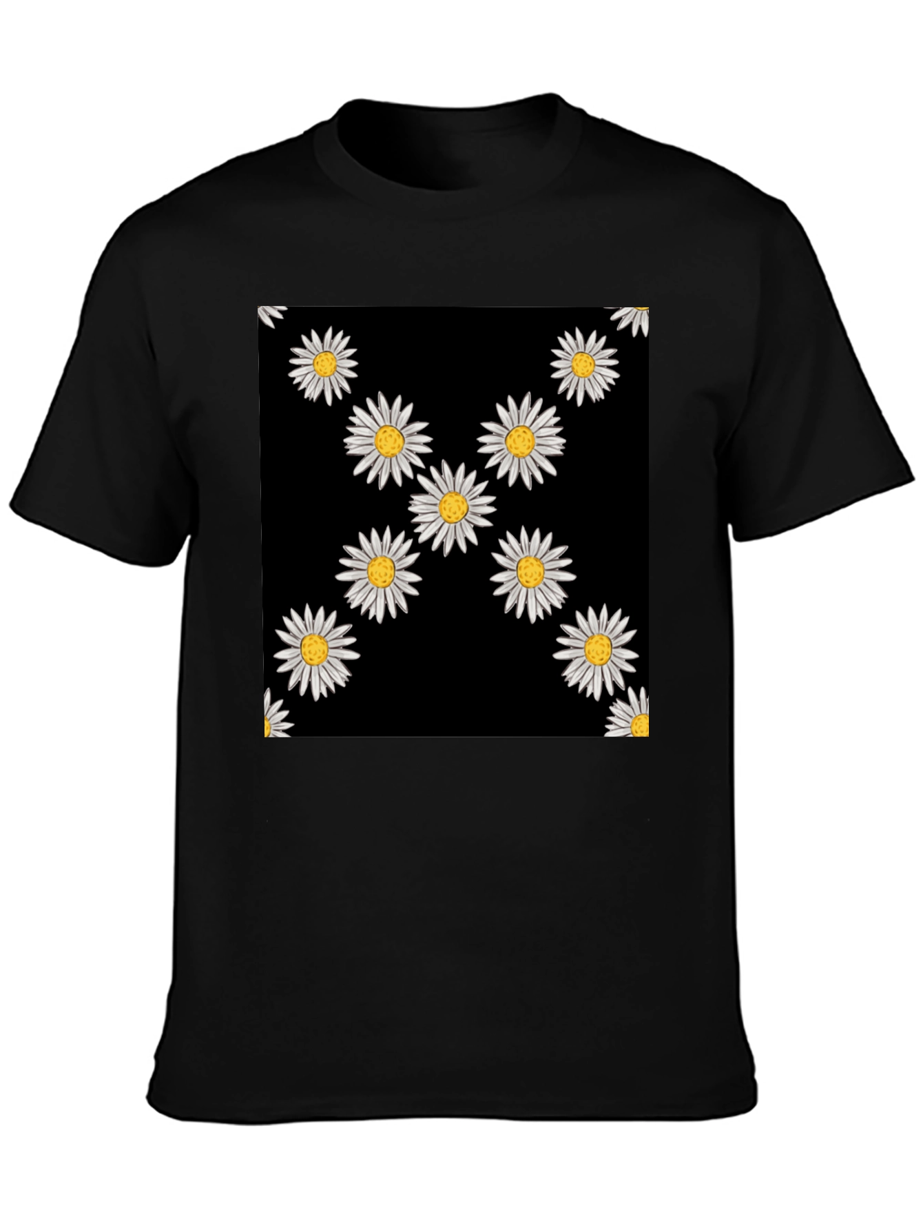 Daisy Print Black T-Shirt