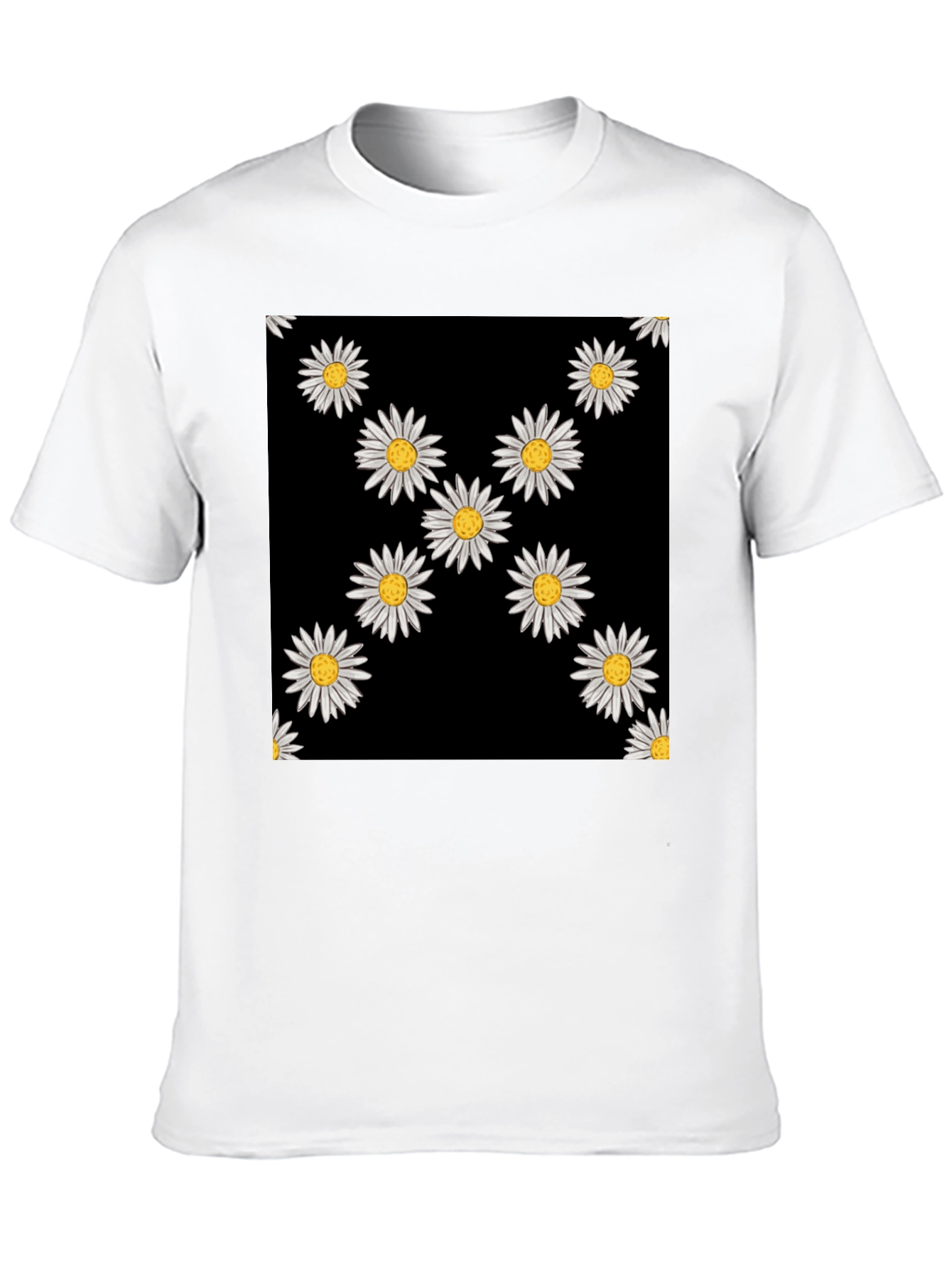 Daisy Print Black T-Shirt