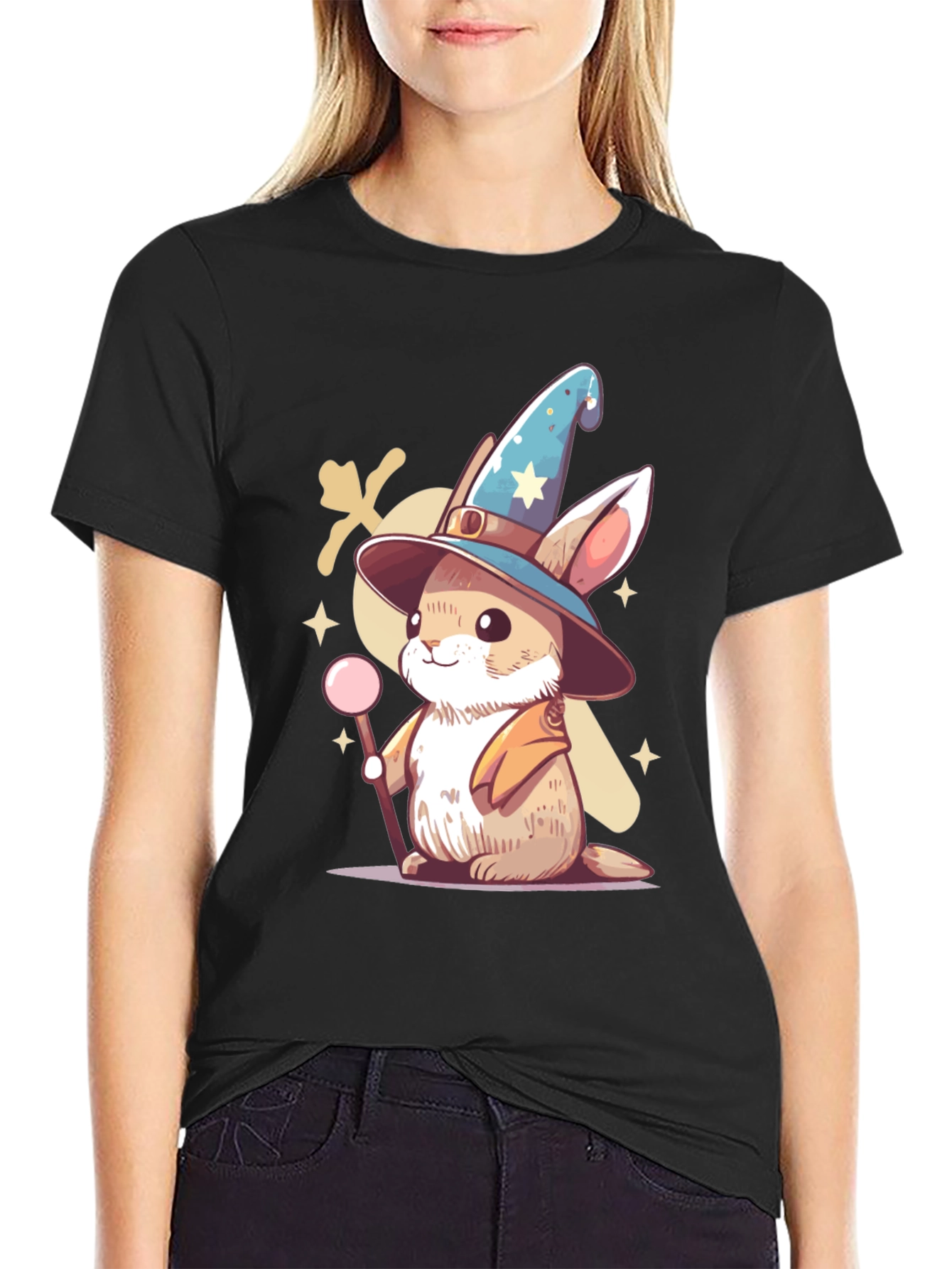 Wizard Bunny Black T-Shirt
