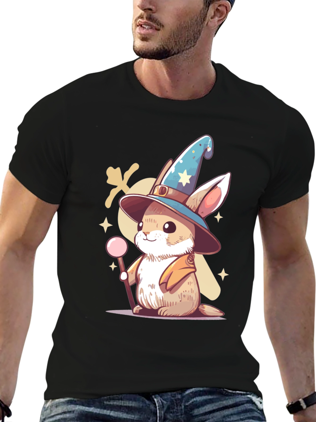 Wizard Bunny Black T-Shirt