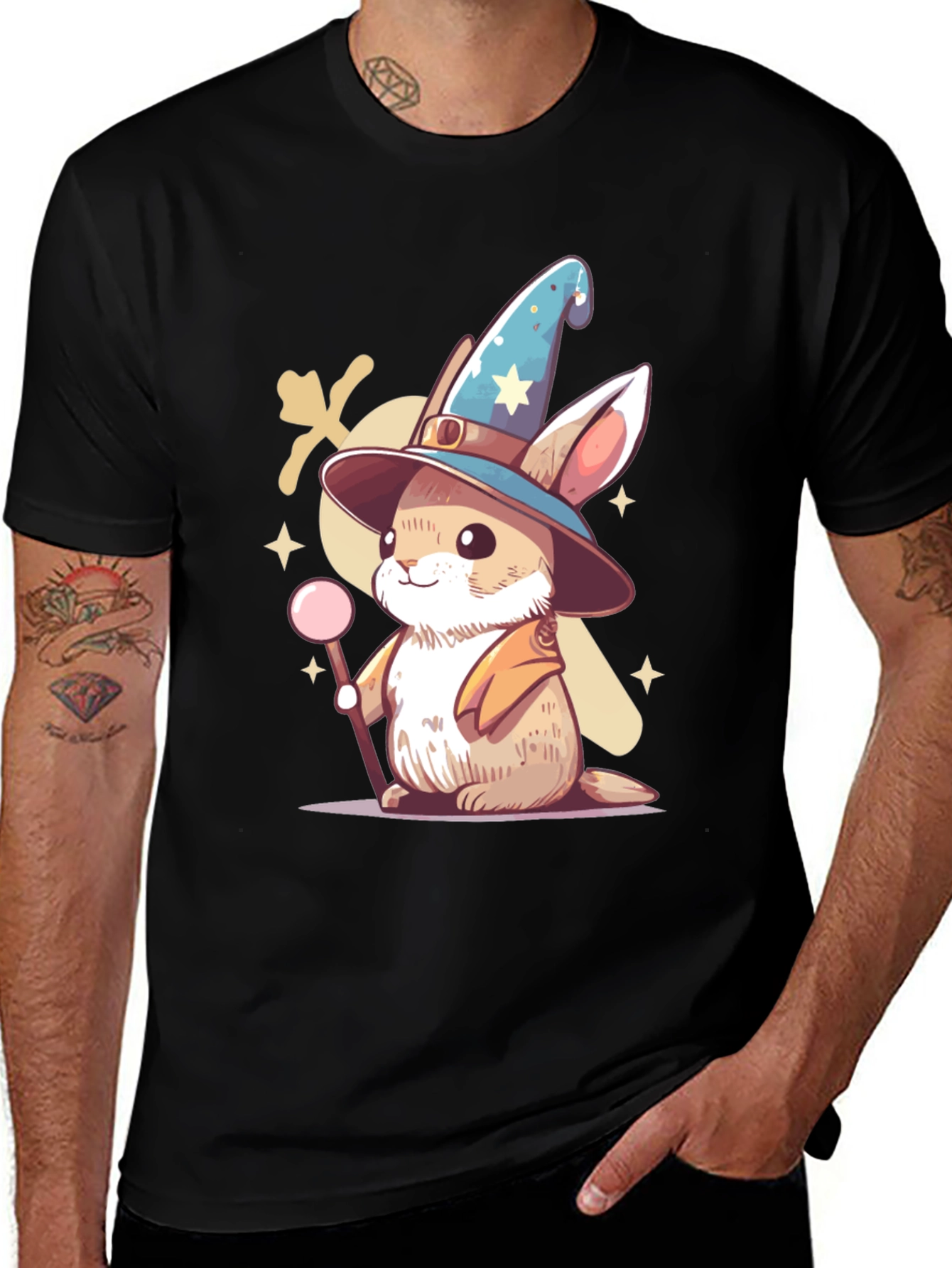 Wizard Bunny Black T-Shirt