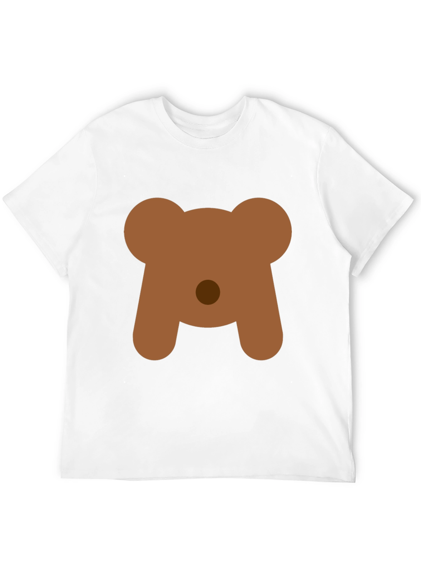 Cute Bear Face Graphic Tee - Black Casual T-Shirt