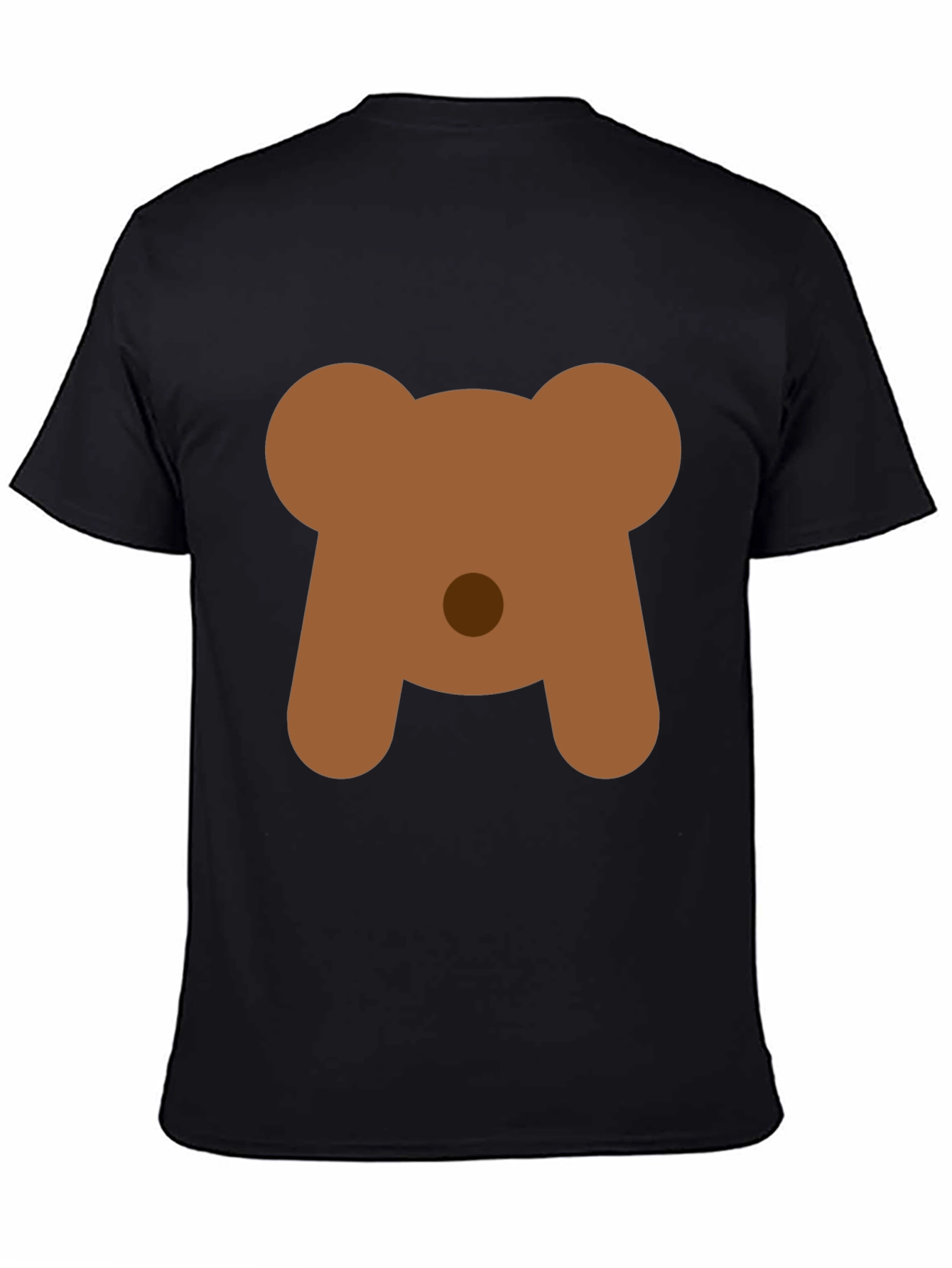 Cute Bear Face Graphic Tee - Black Casual T-Shirt