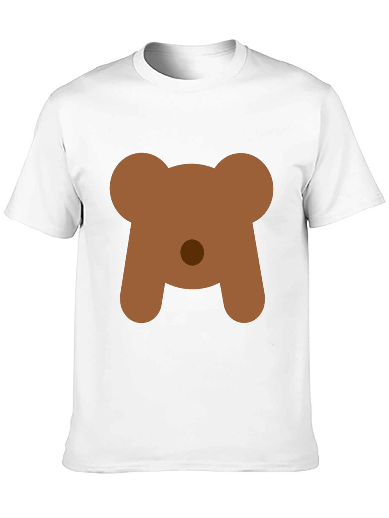 Cute Bear Face Graphic Tee - Black Casual T-Shirt