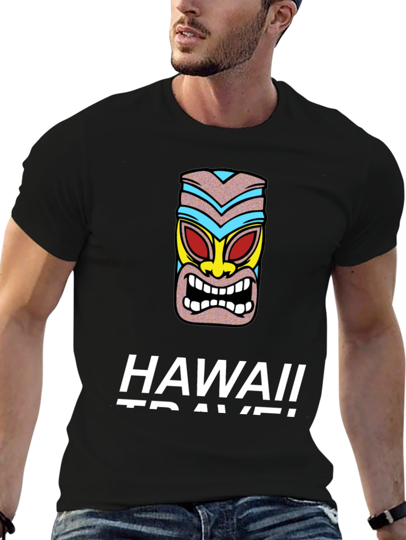 Hawaii Travel Tiki Graphic T-Shirt