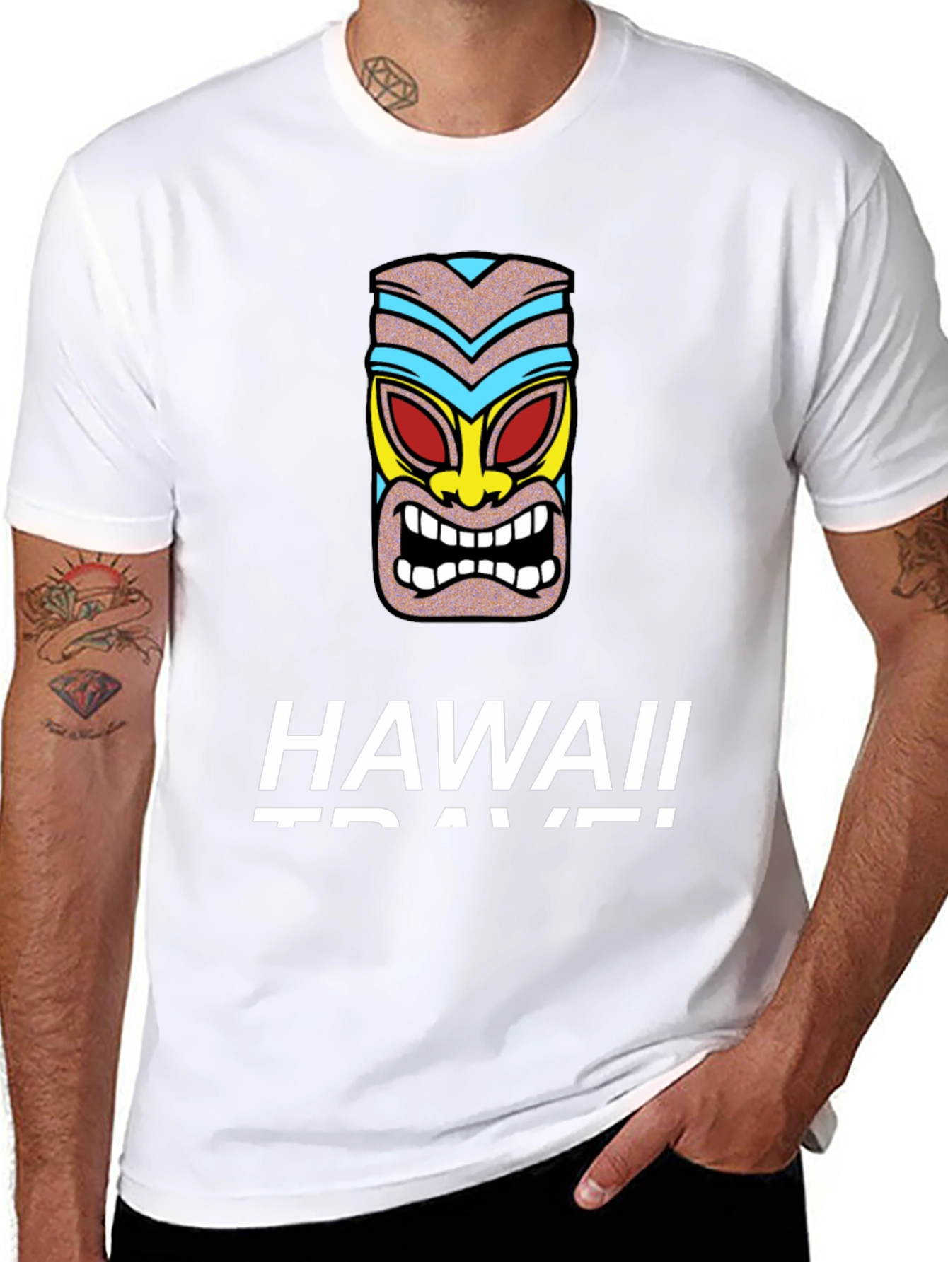 Hawaii Travel Tiki Graphic T-Shirt