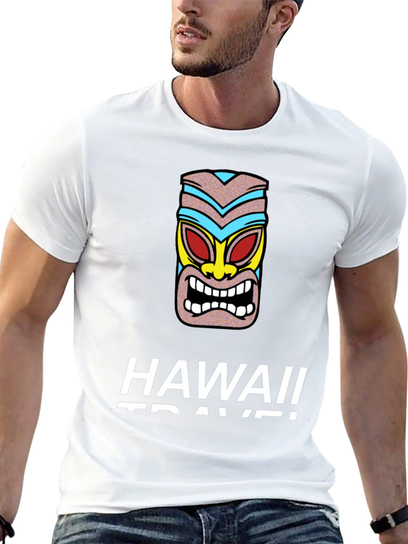 Hawaii Travel Tiki Graphic T-Shirt