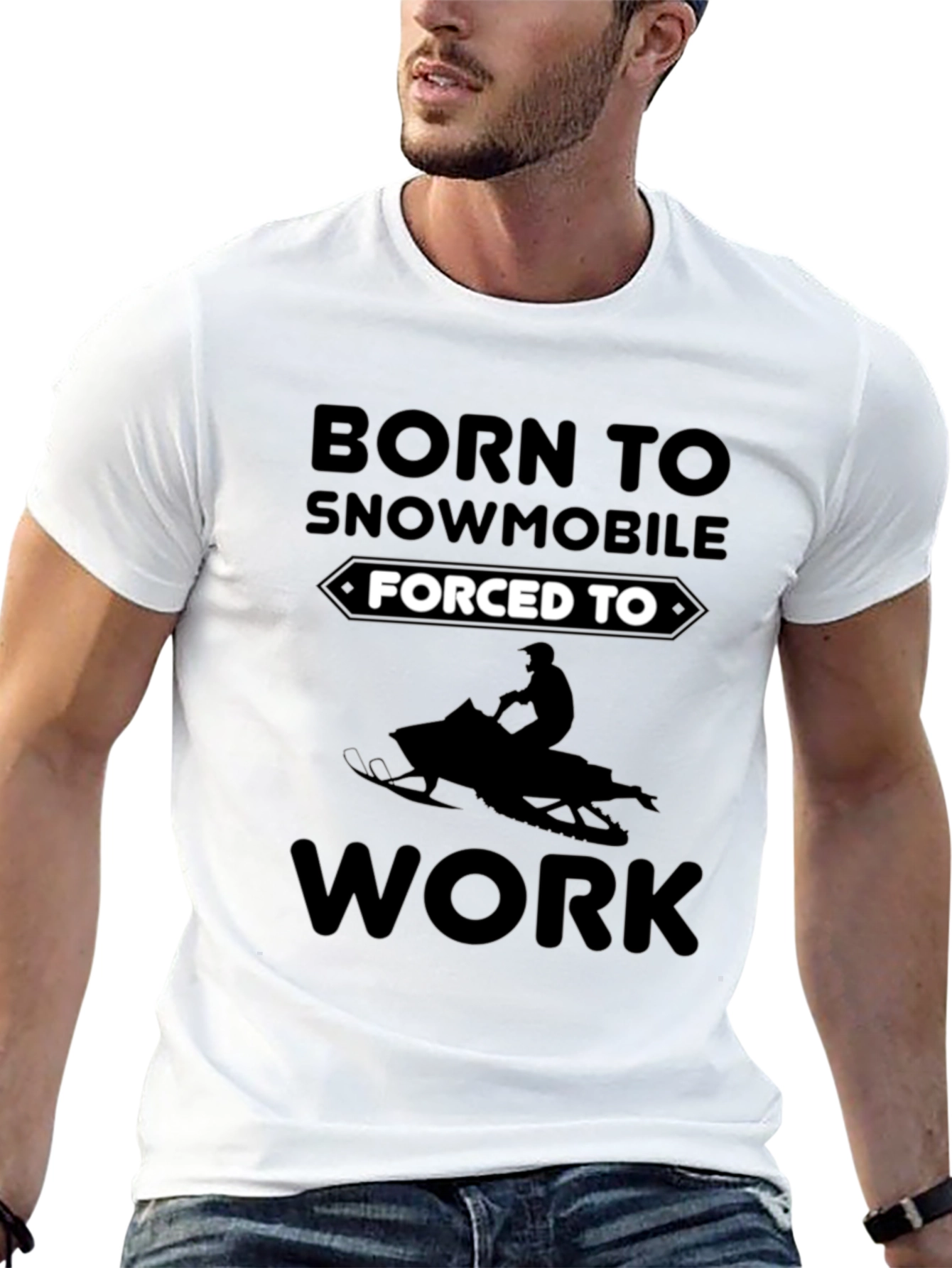 Born To Snowmobile T-Shirt - Black Graphic Tee