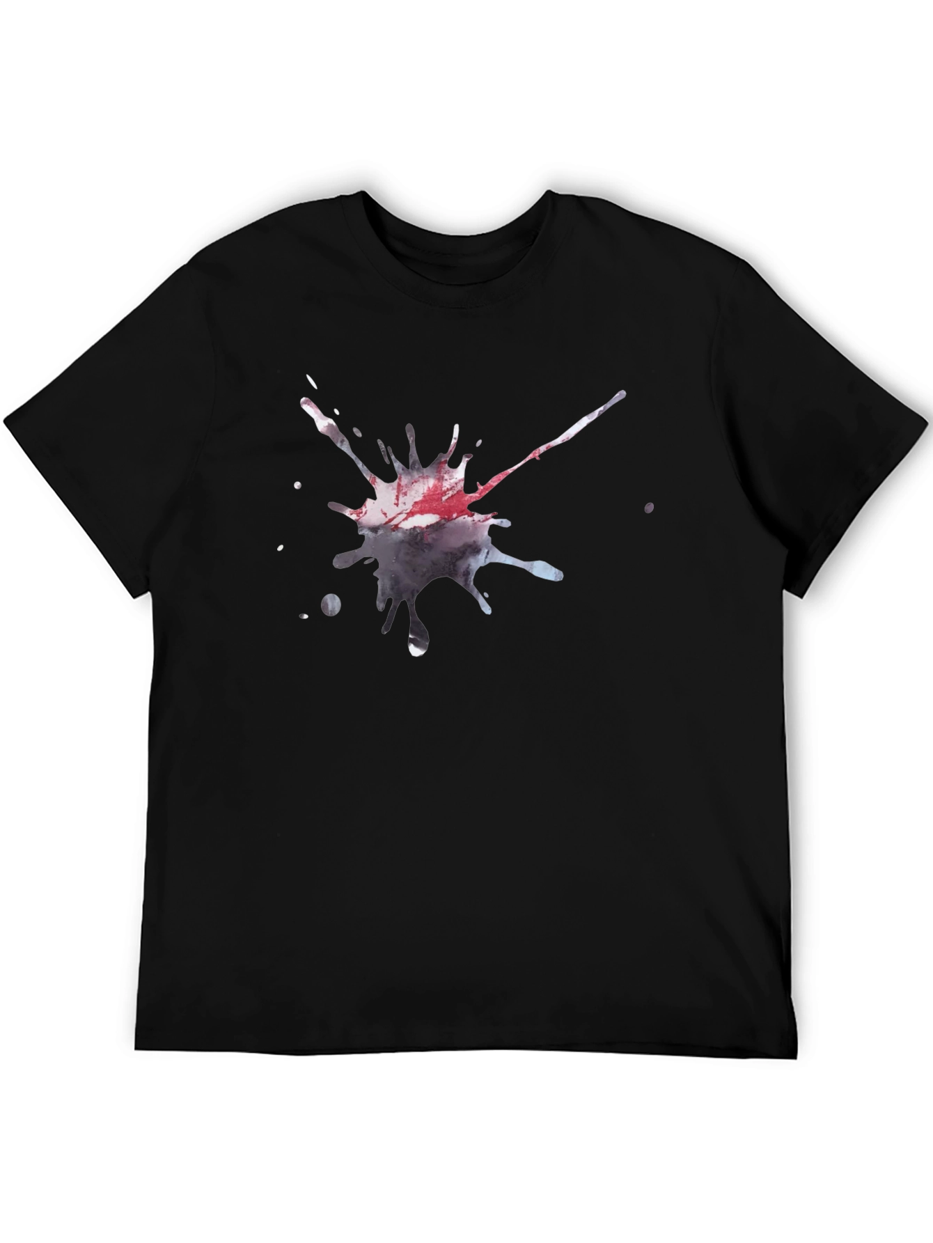 Mens Black T-Shirt with Artistic Splatter Design