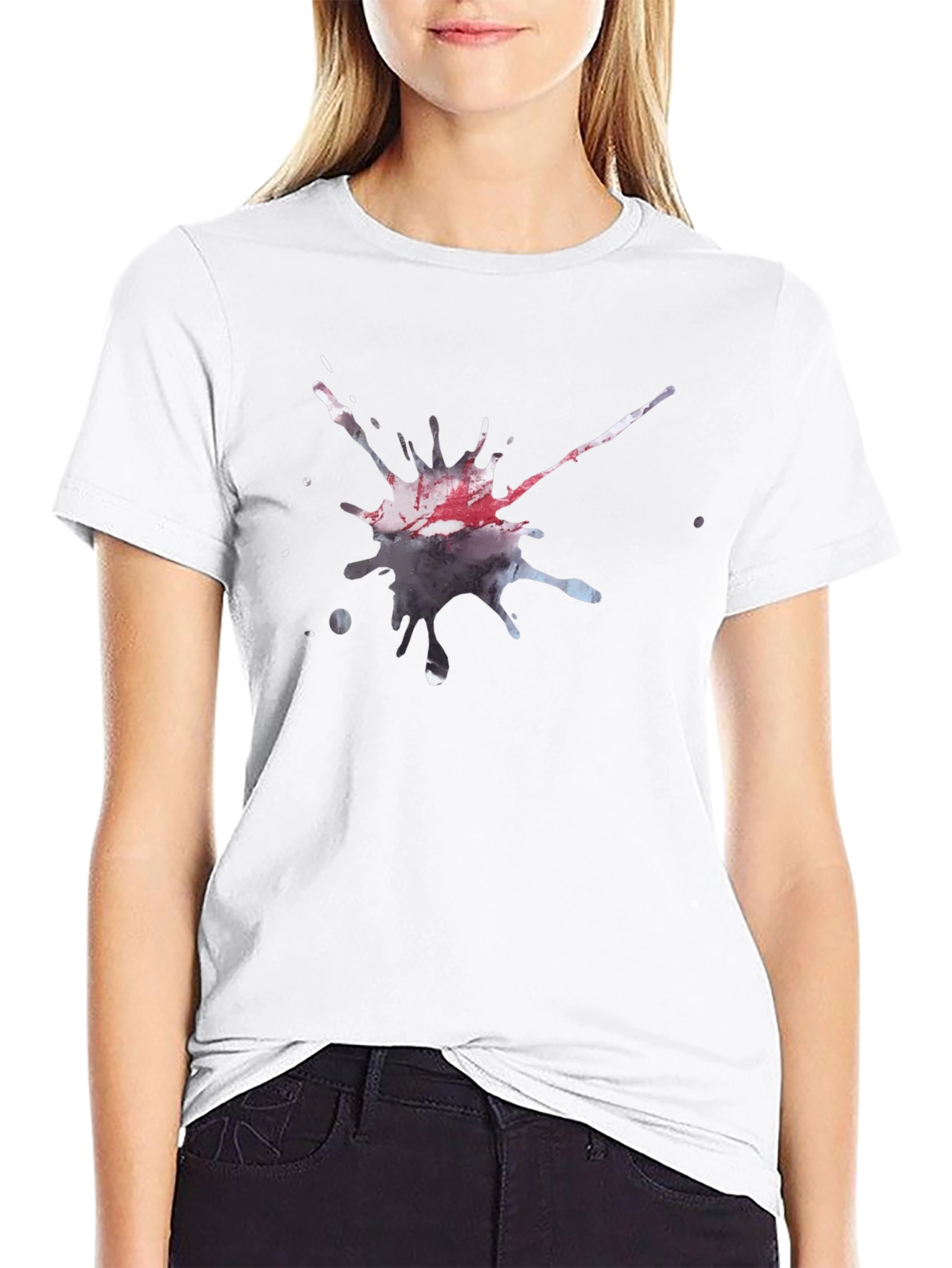 Mens Black T-Shirt with Artistic Splatter Design