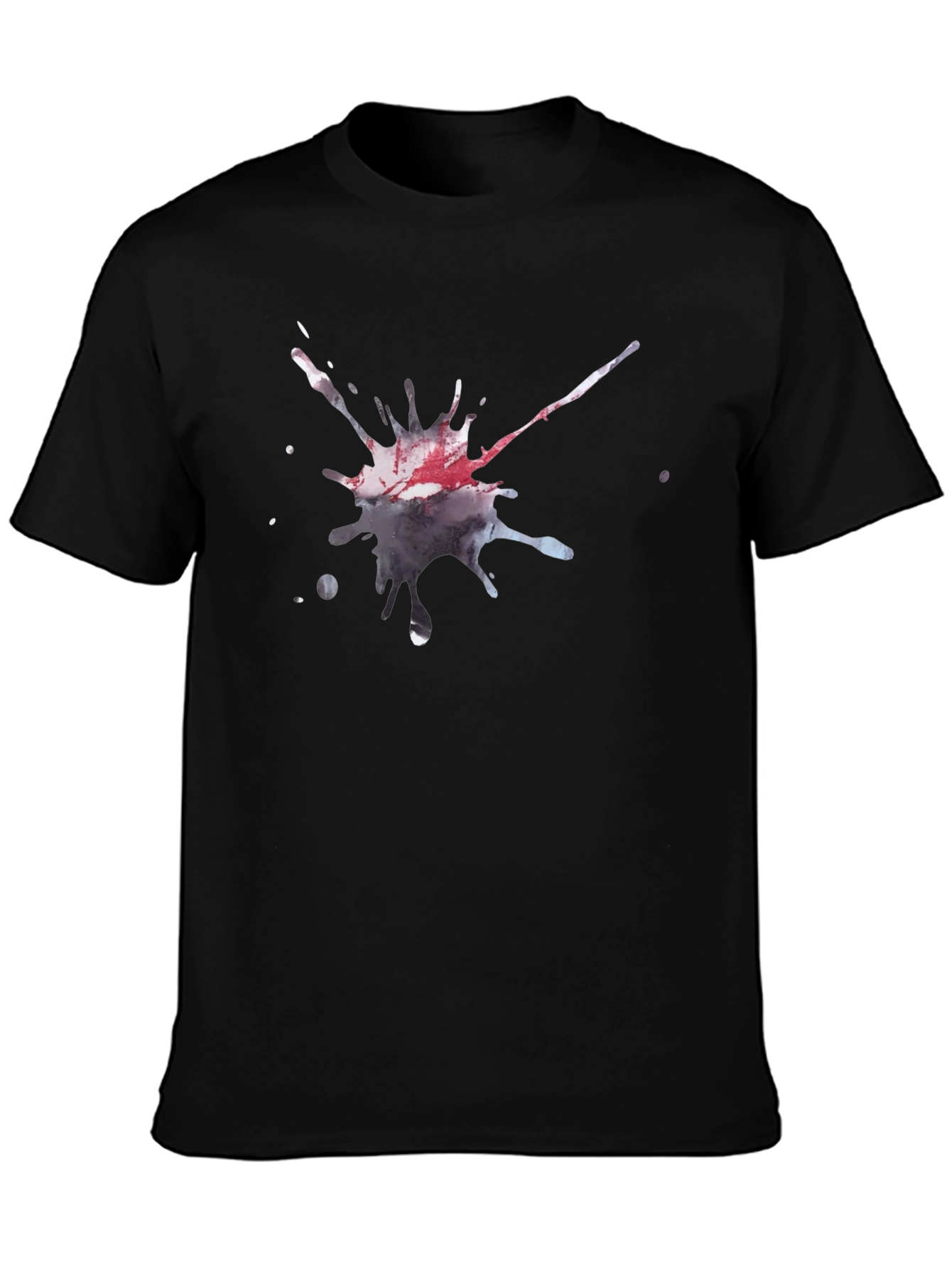 Mens Black T-Shirt with Artistic Splatter Design