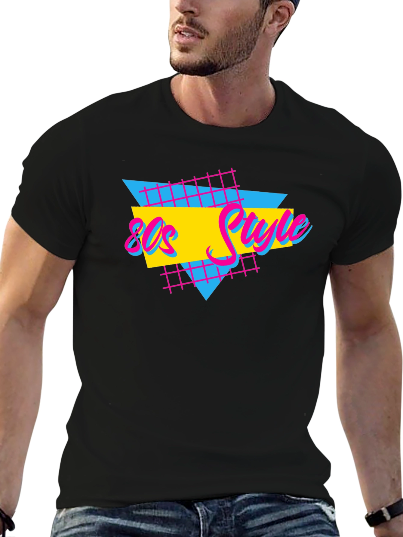 Retro 80s Style T-Shirt - Black