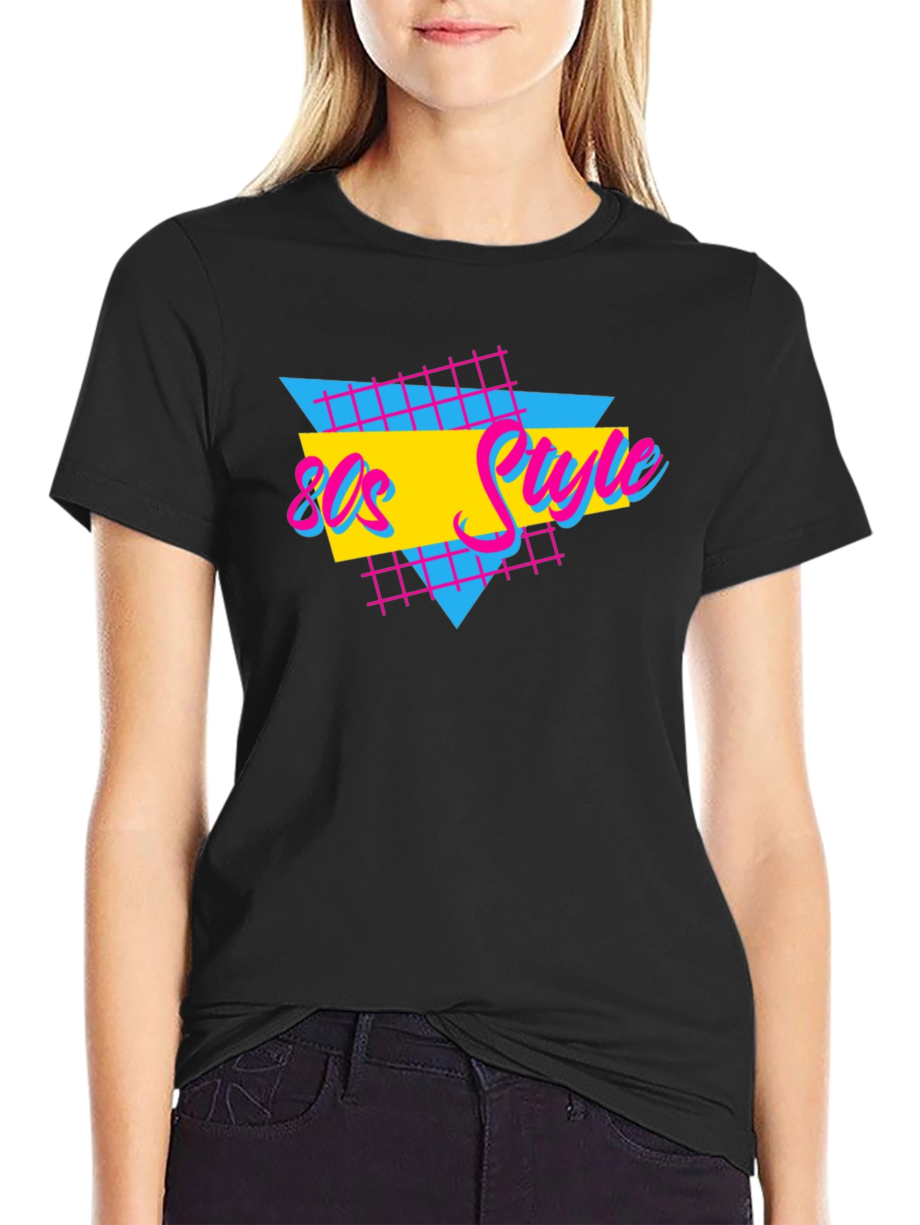 Retro 80s Style T-Shirt - Black