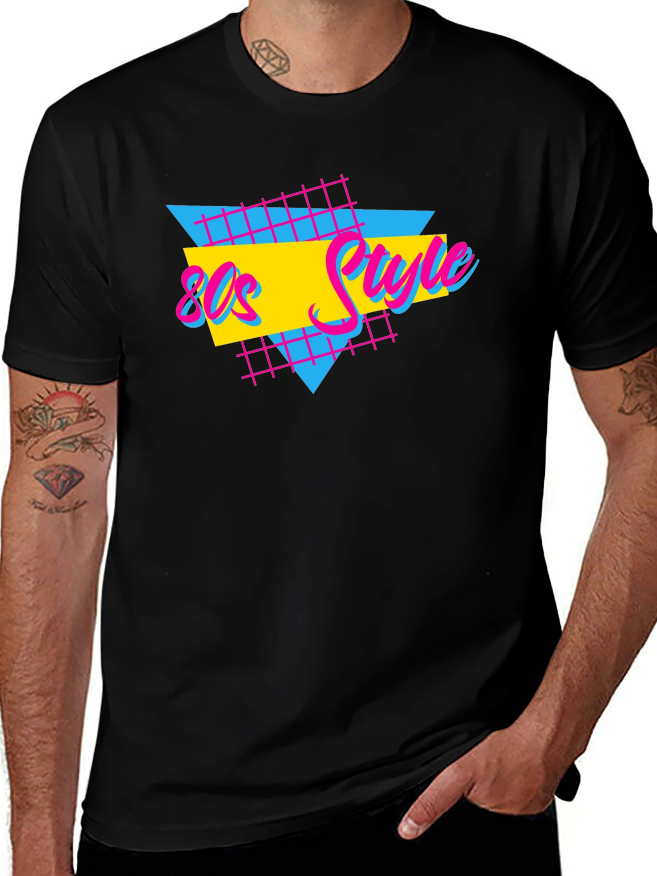 Retro 80s Style T-Shirt - Black