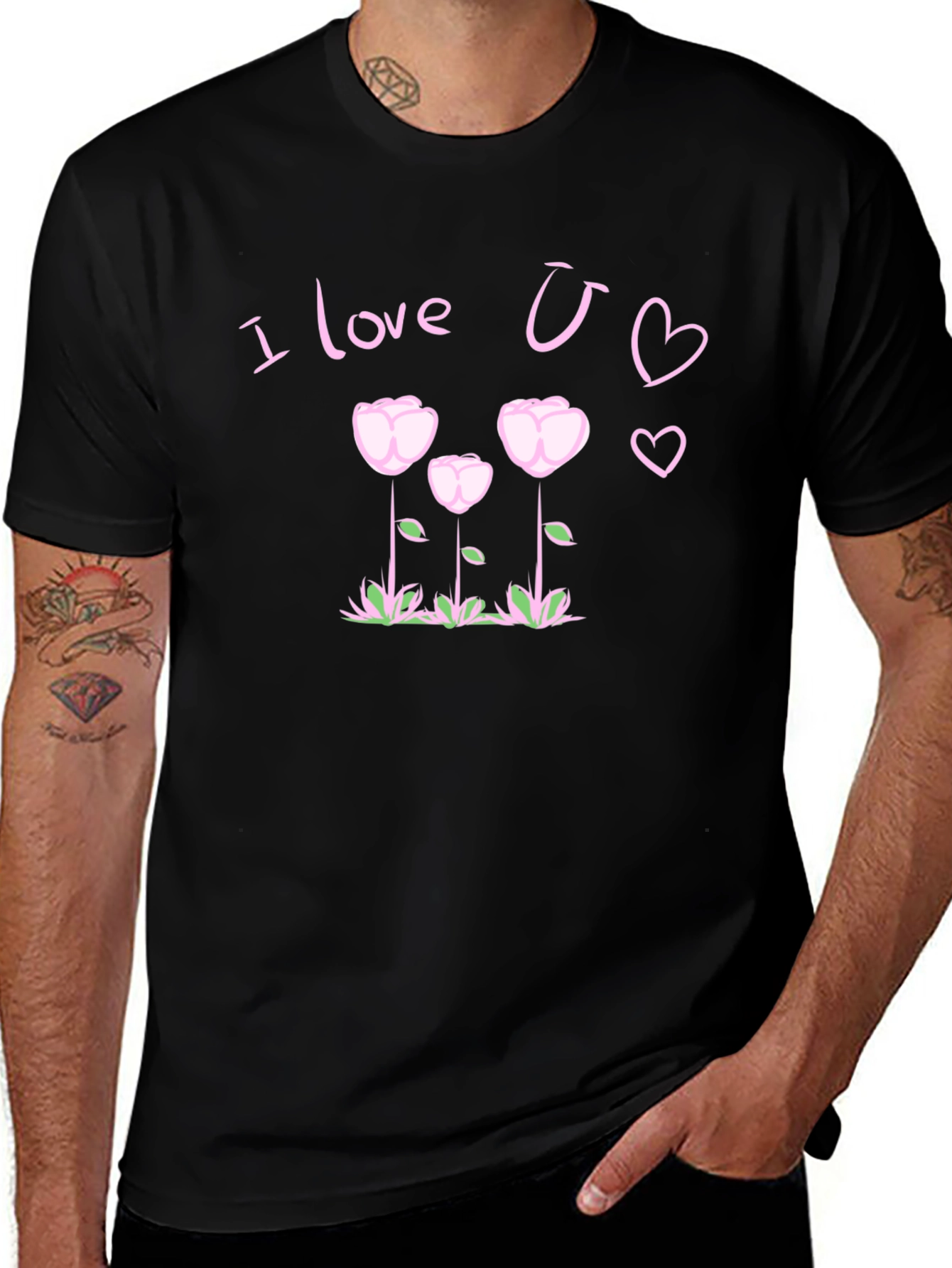 I Love You T-Shirt Floral Heart Design