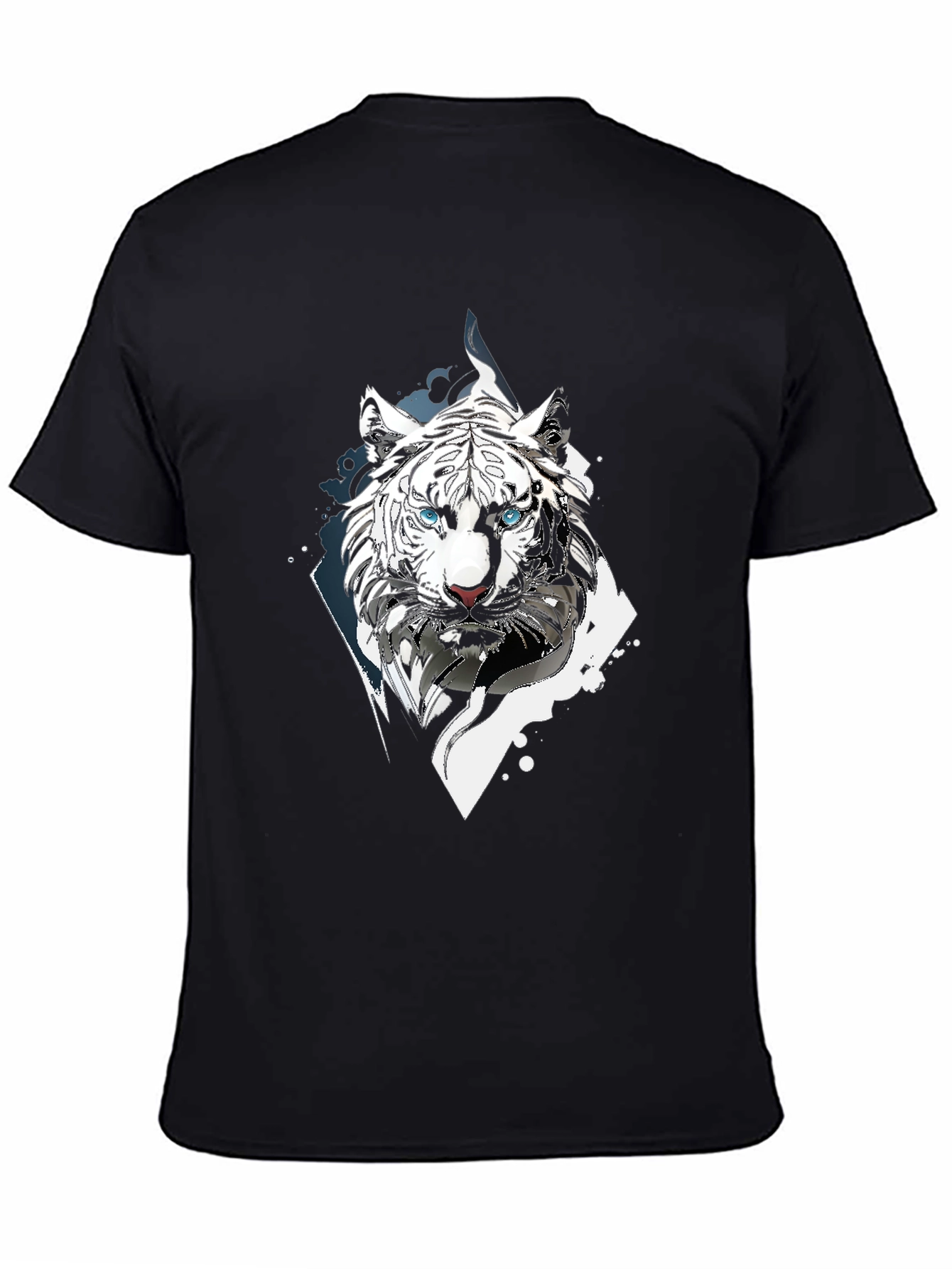 White Tiger Graphic Print Black T-Shirt