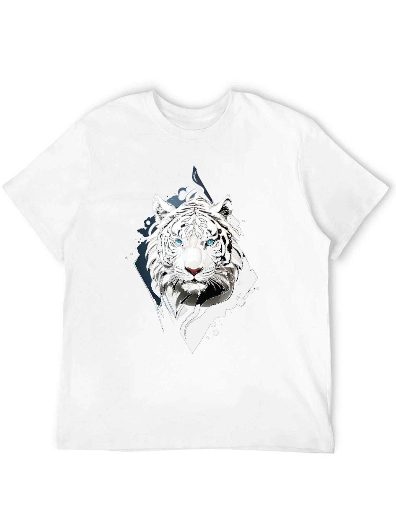 White Tiger Graphic Print Black T-Shirt