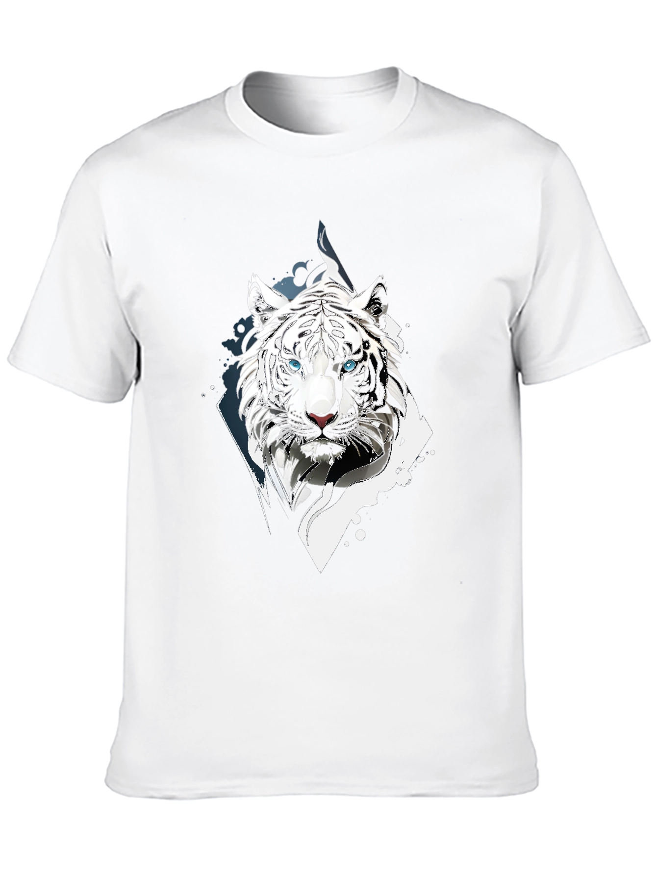 White Tiger Graphic Print Black T-Shirt