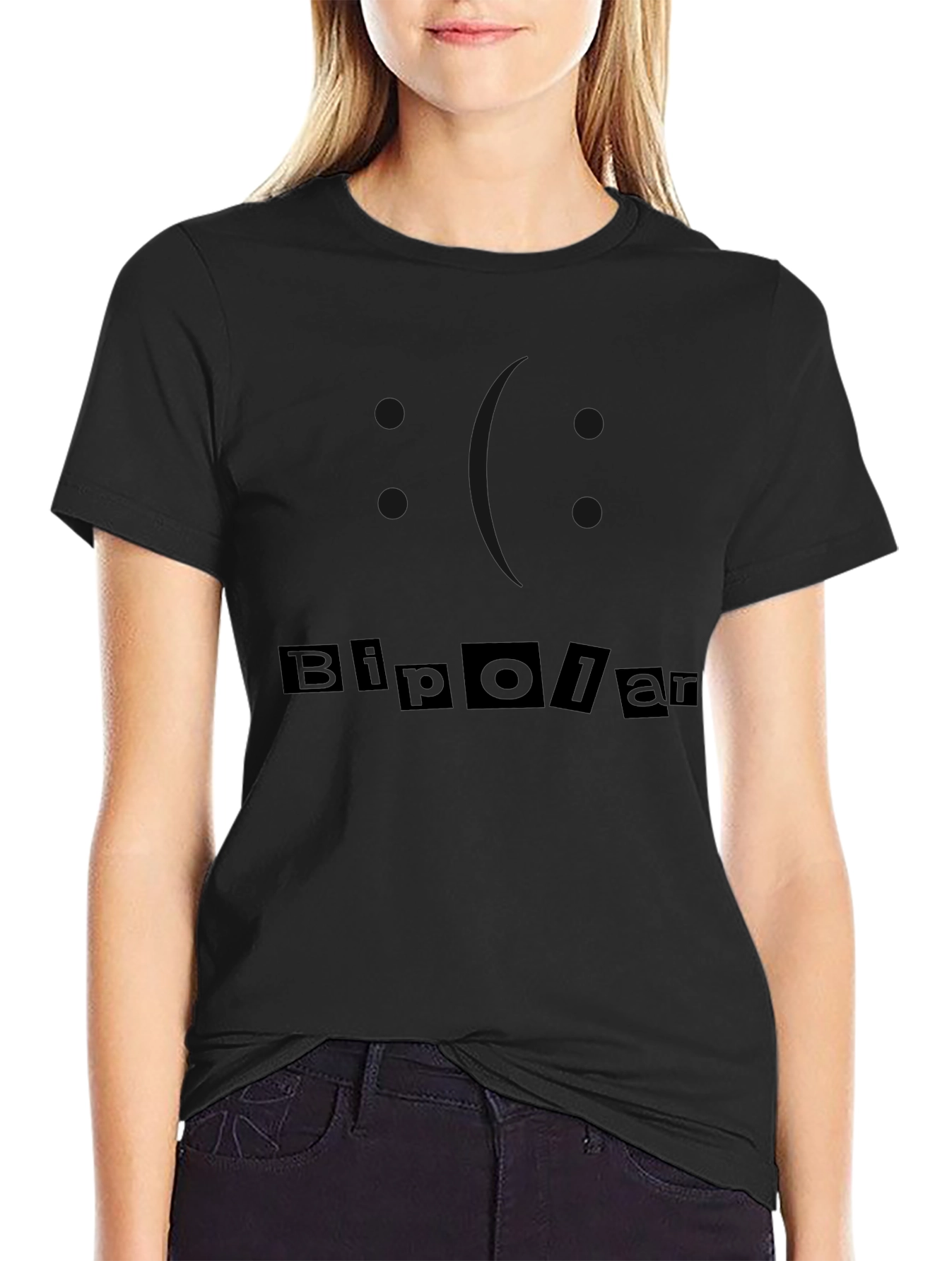 Bipolar Slogan Black T-Shirt