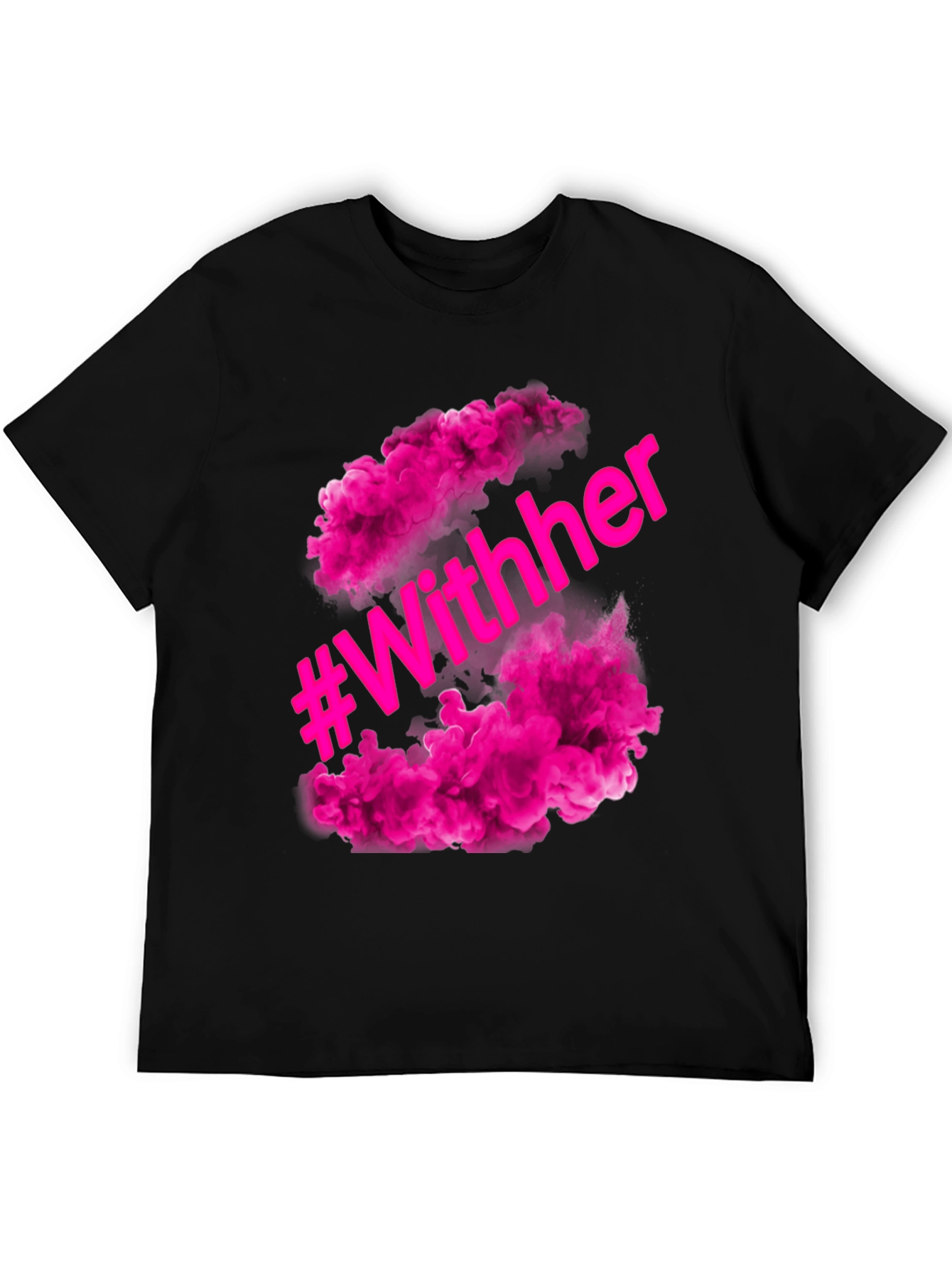 #WithHer Pink Smoke Graphic Tee - Stylish Black T-Shirt