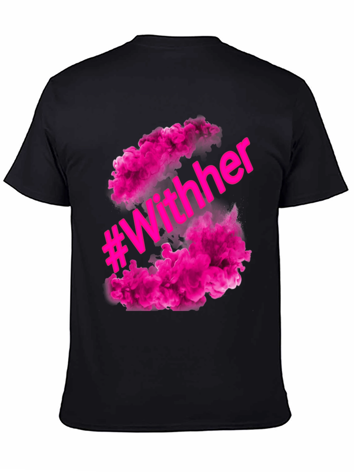 #WithHer Pink Smoke Graphic Tee - Stylish Black T-Shirt