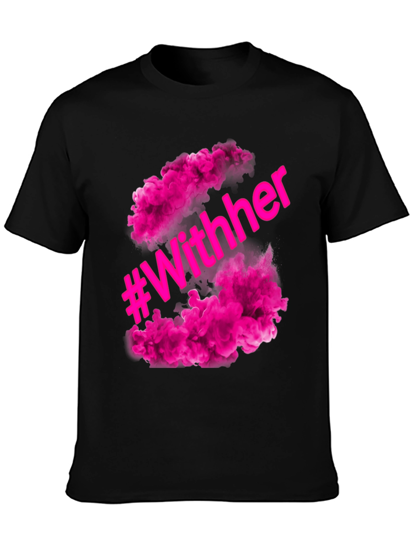 #WithHer Pink Smoke Graphic Tee - Stylish Black T-Shirt