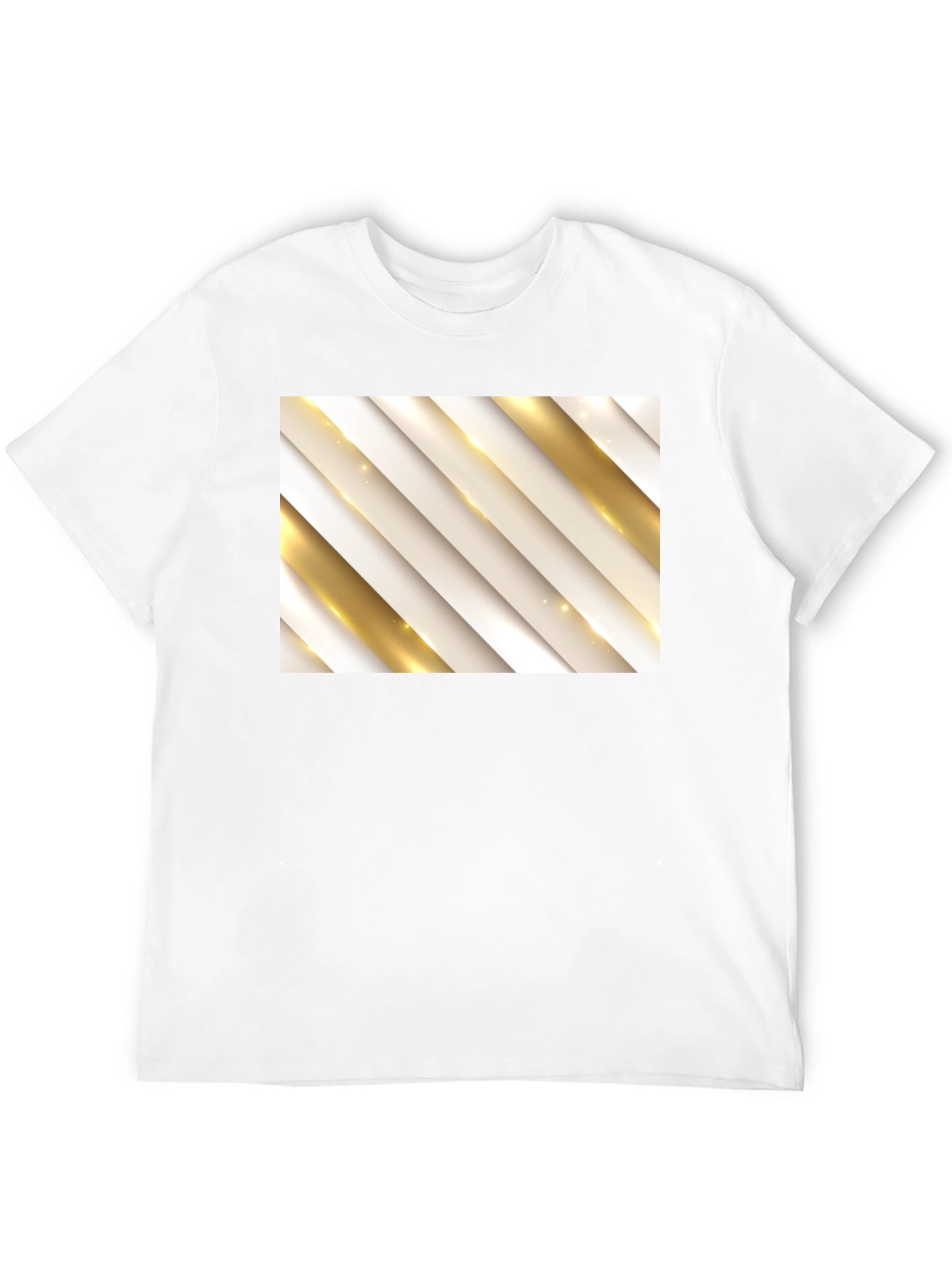 Stylish Black Tee with Abstract Gold Stripe Design