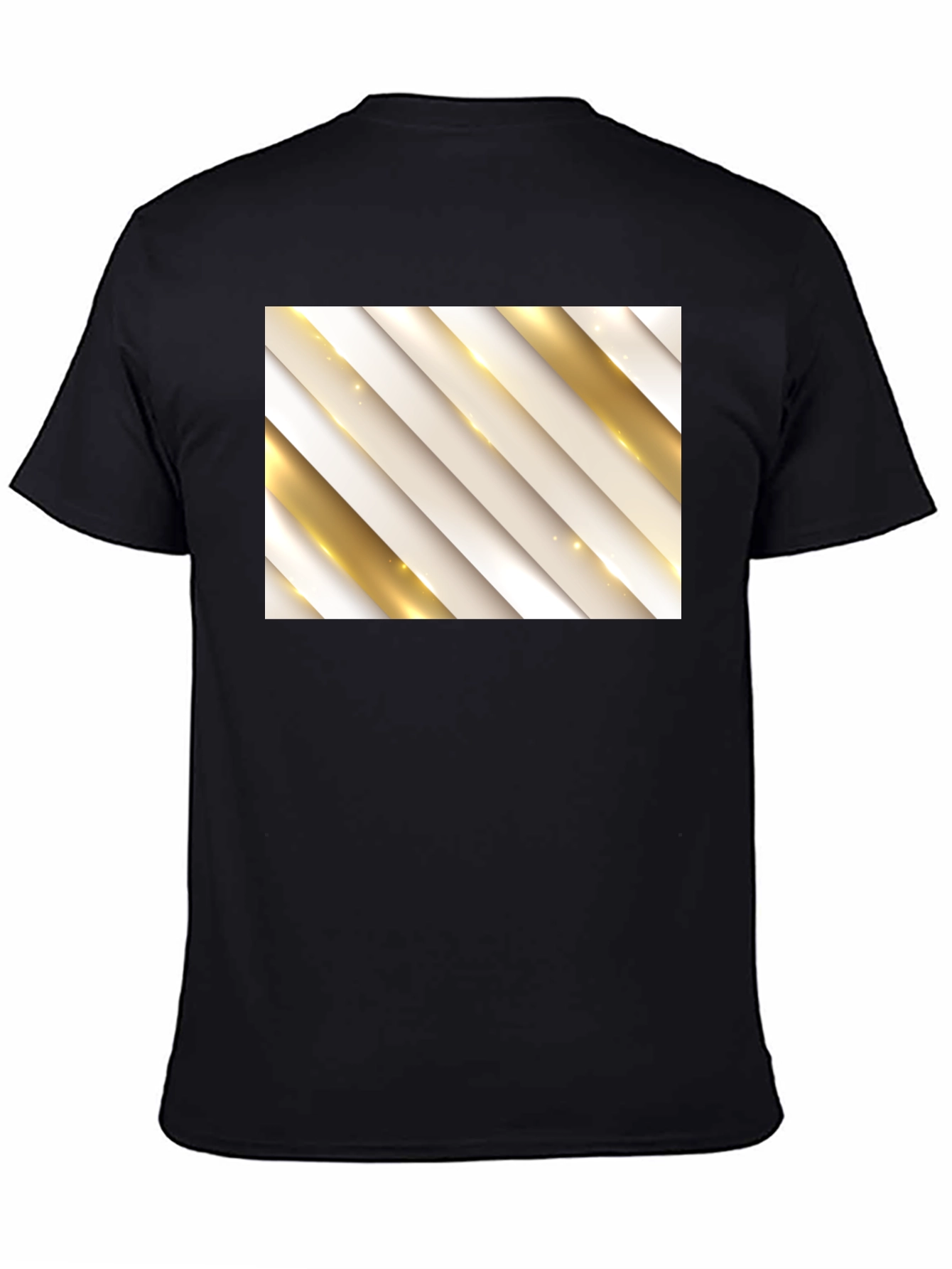 Stylish Black Tee with Abstract Gold Stripe Design