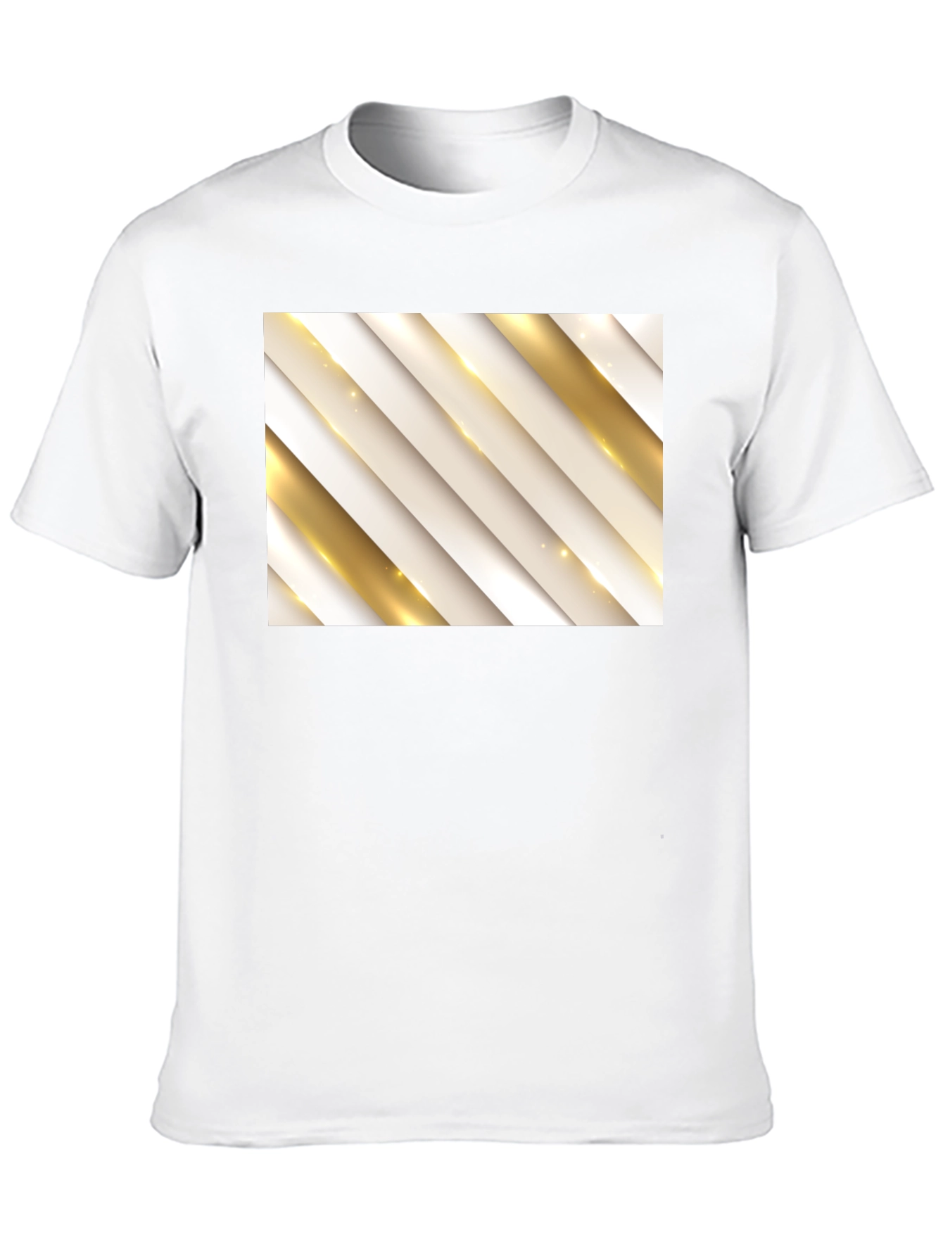 Stylish Black Tee with Abstract Gold Stripe Design
