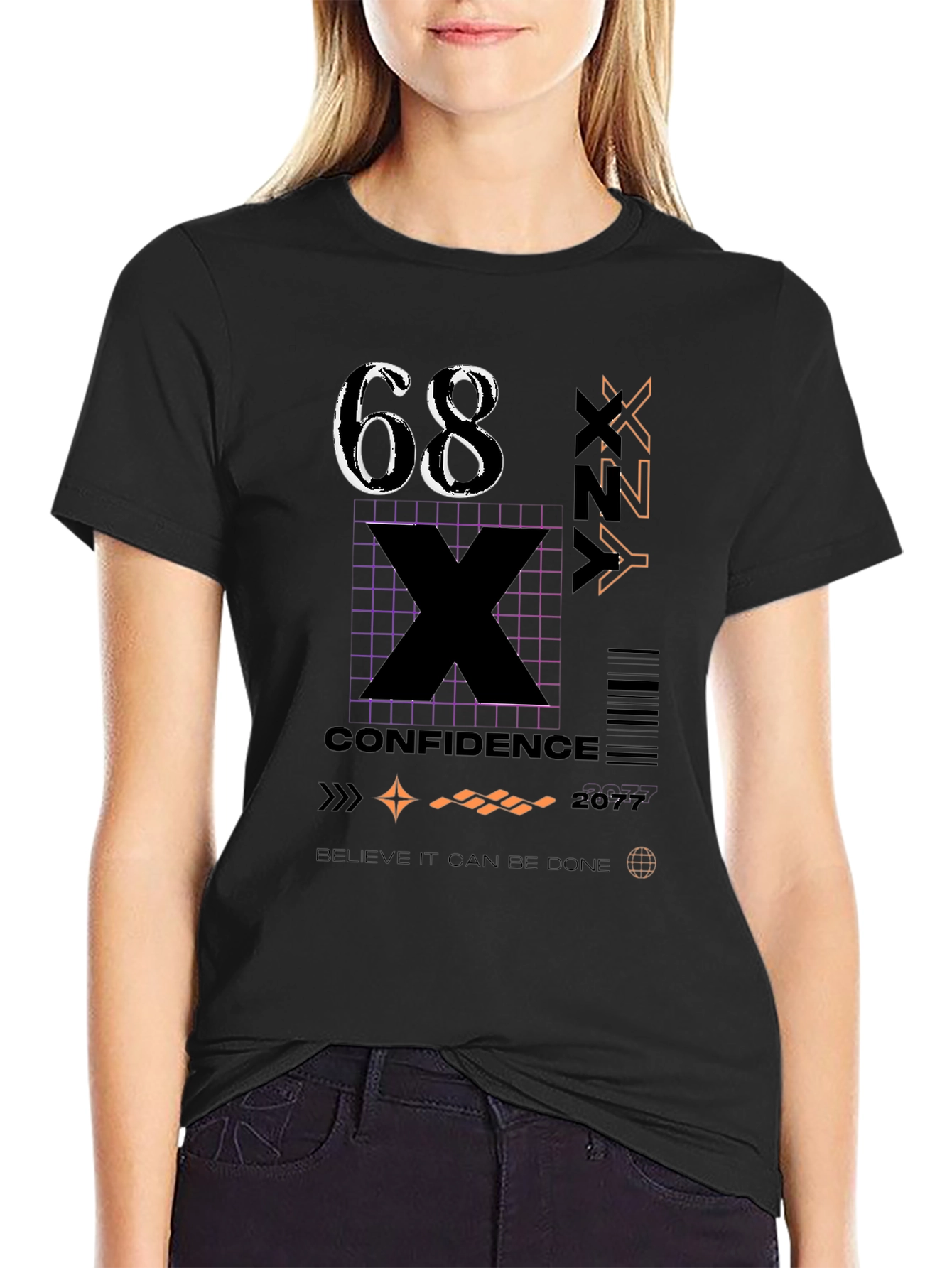Stylish Graphic Tee: 68 Confidence Believe It!