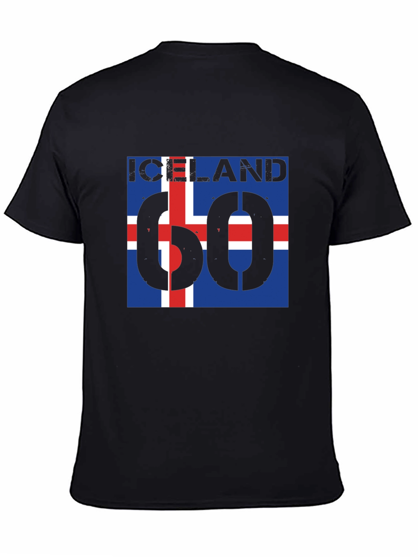 Iceland Flag T-Shirt - Black Crew Neck Graphic Tee