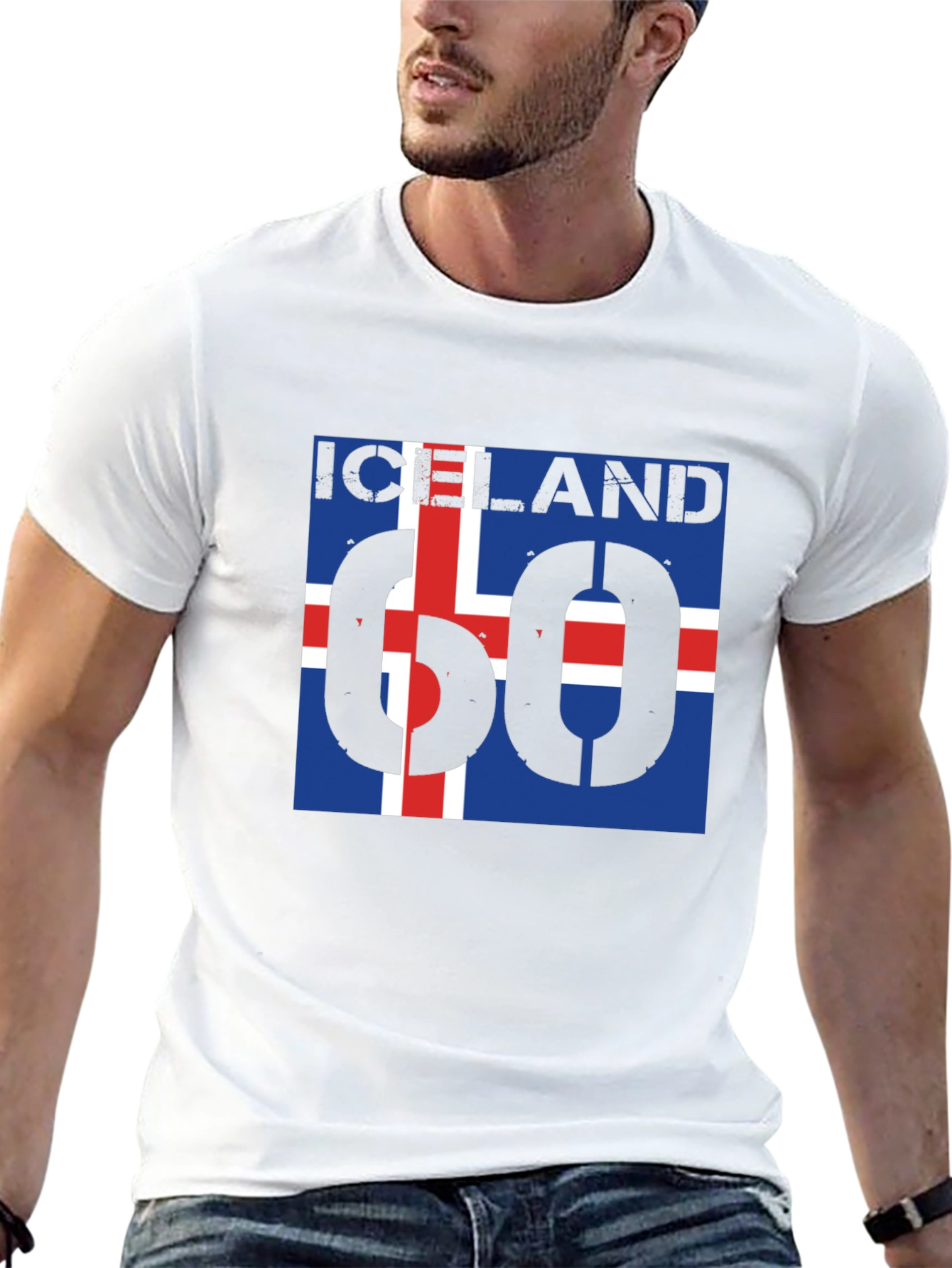 Iceland Flag T-Shirt - Black Crew Neck Graphic Tee