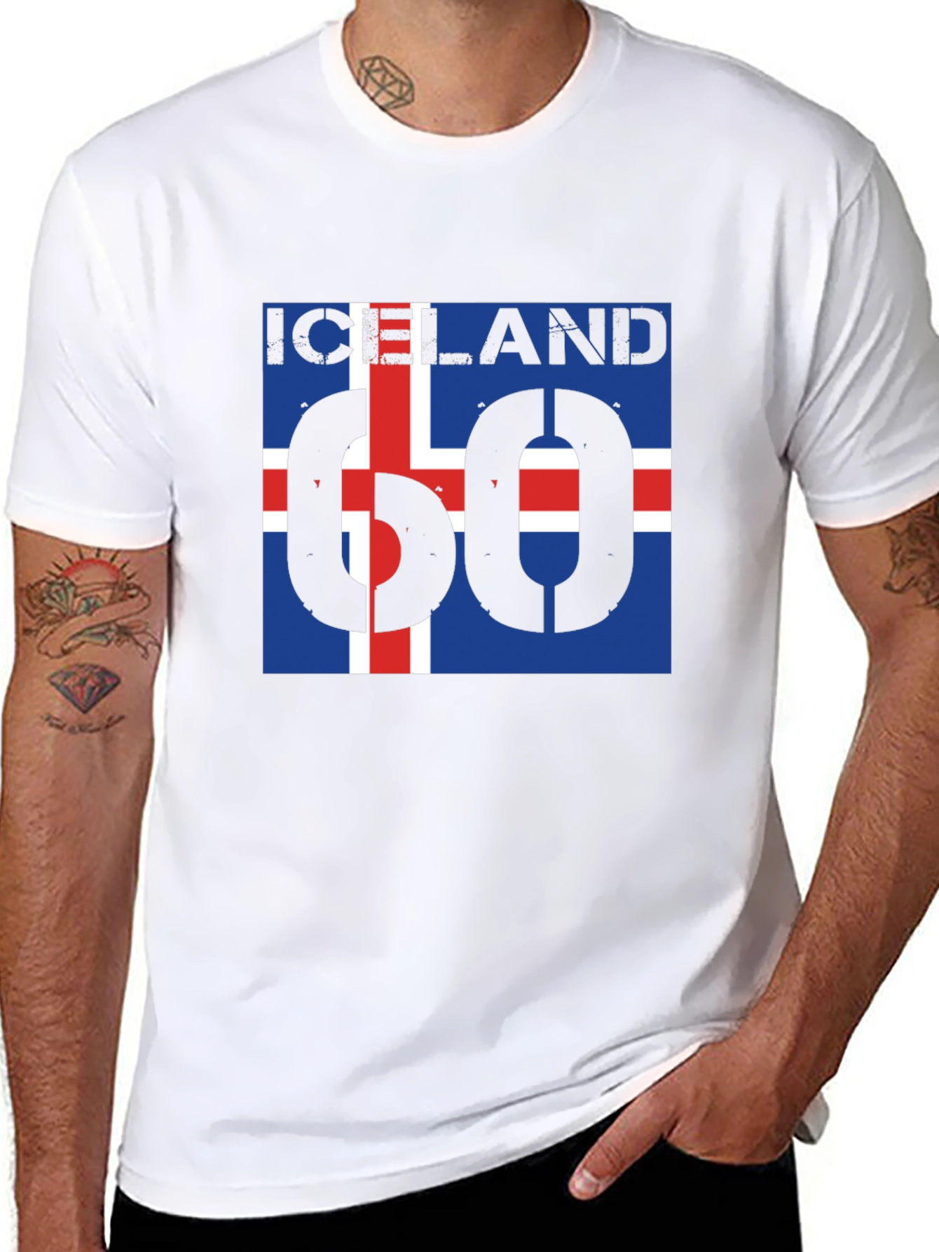 Iceland Flag T-Shirt - Black Crew Neck Graphic Tee