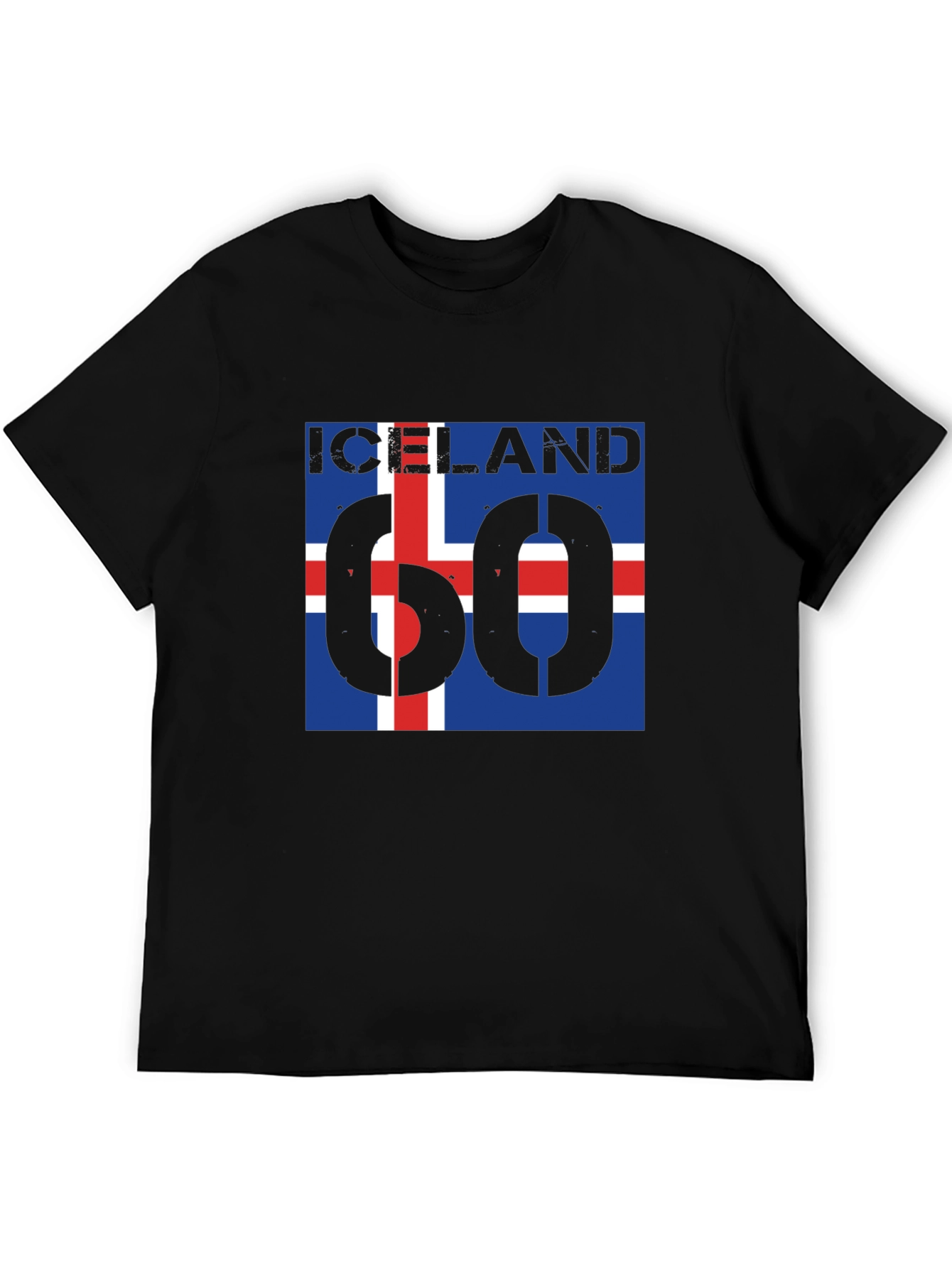 Iceland Flag T-Shirt - Black Crew Neck Graphic Tee