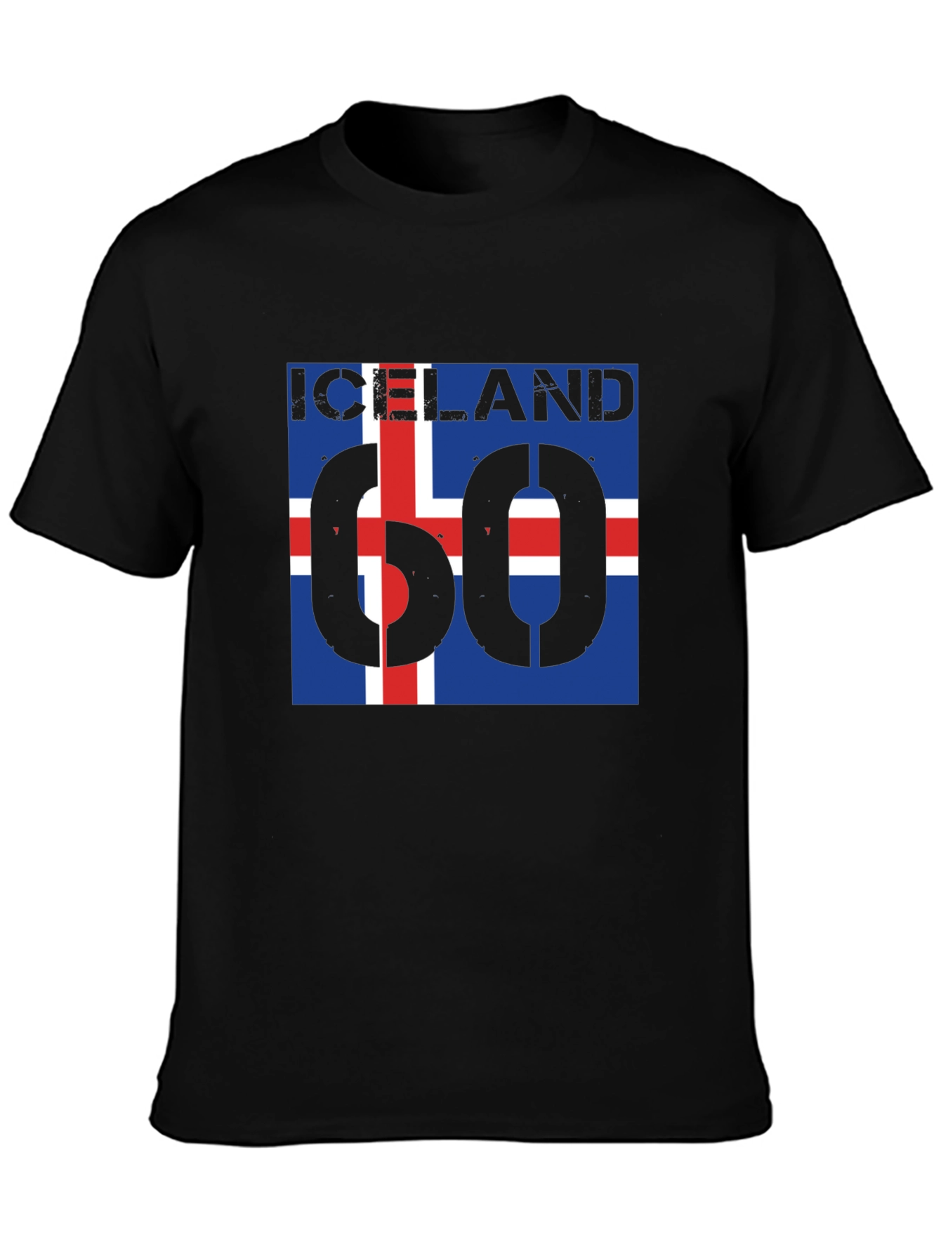 Iceland Flag T-Shirt - Black Crew Neck Graphic Tee