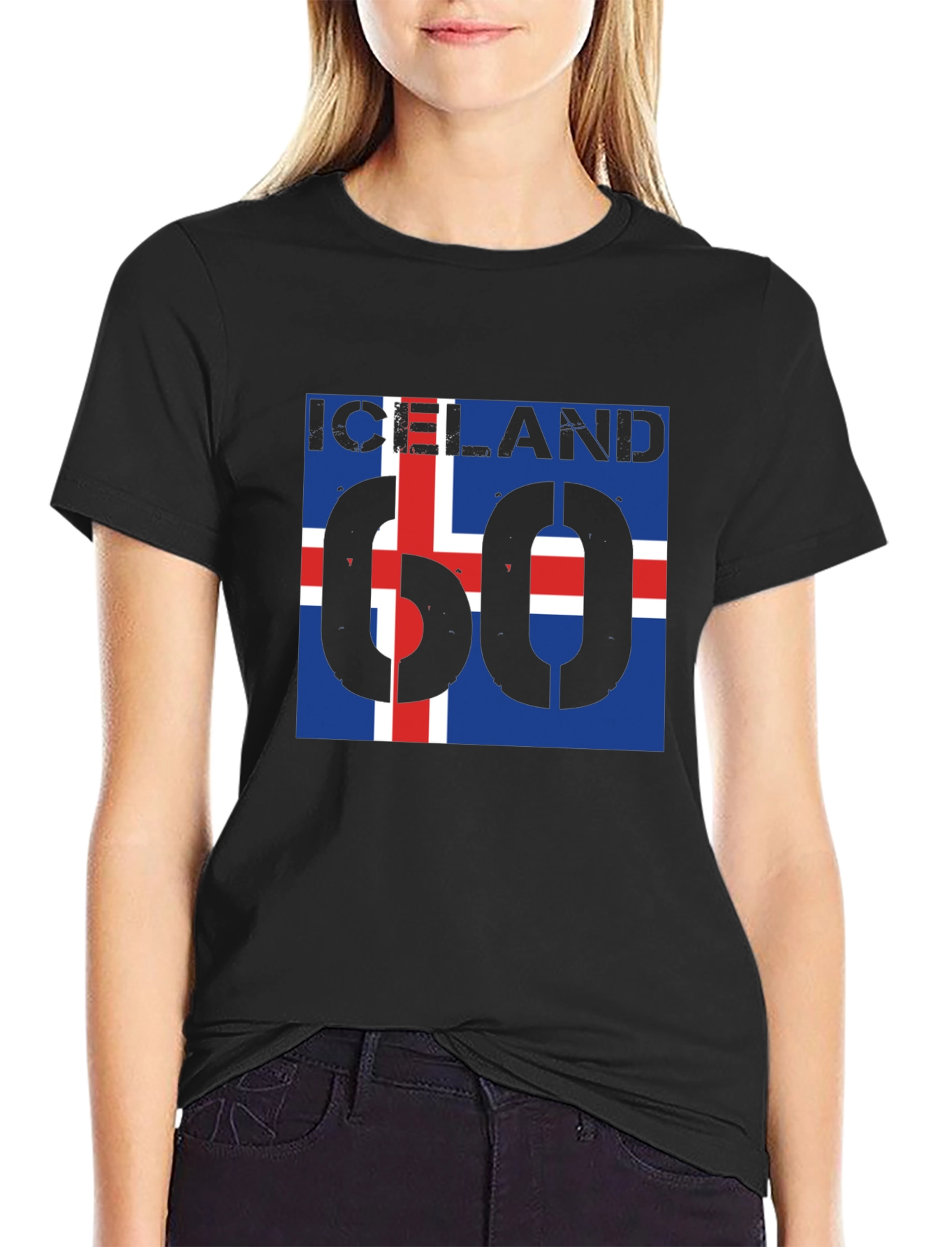 Iceland Flag T-Shirt - Black Crew Neck Graphic Tee