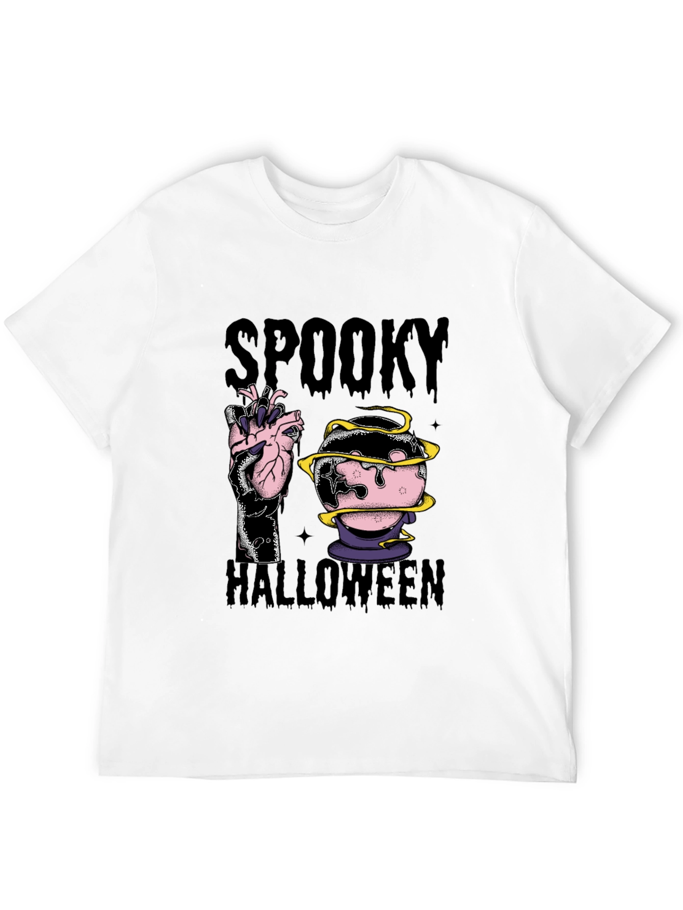 Spooky Halloween Graphic Tee - Black Cotton Blend