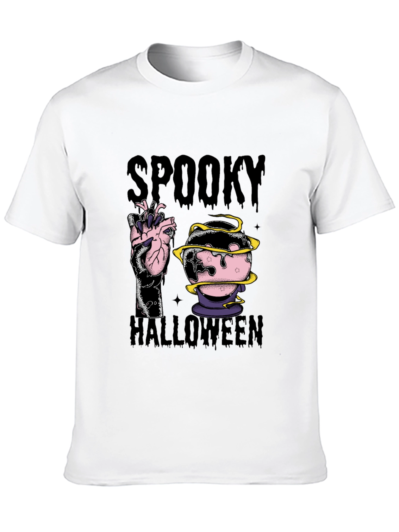 Spooky Halloween Graphic Tee - Black Cotton Blend