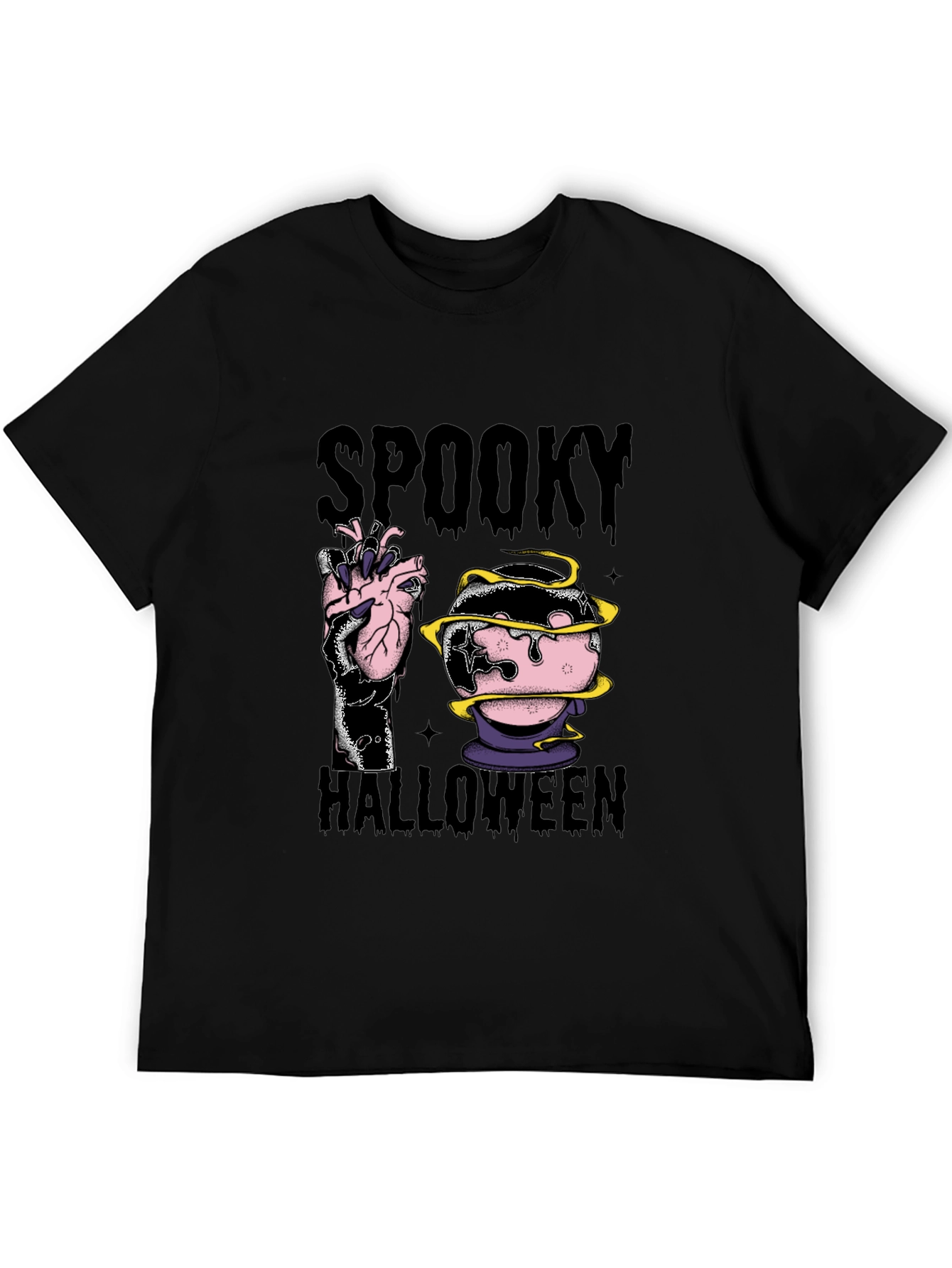 Spooky Halloween Graphic Tee - Black Cotton Blend