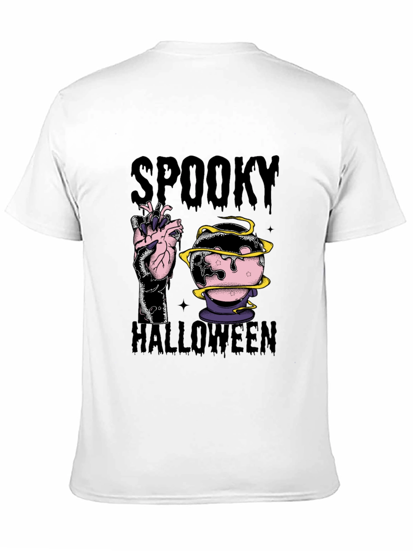 Spooky Halloween Graphic Tee - Black Cotton Blend
