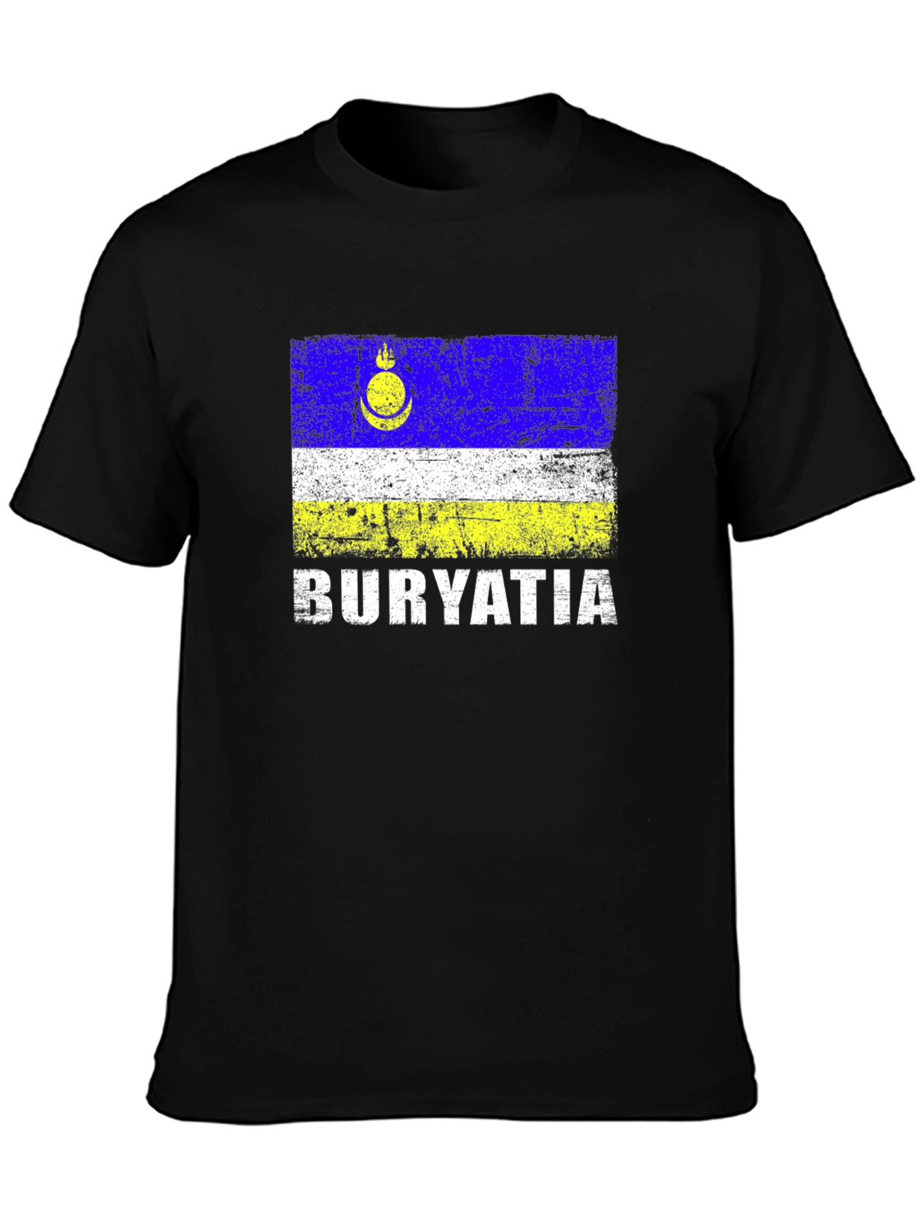 Buryatia Flag Graphic T-Shirt - Mens Black Tee