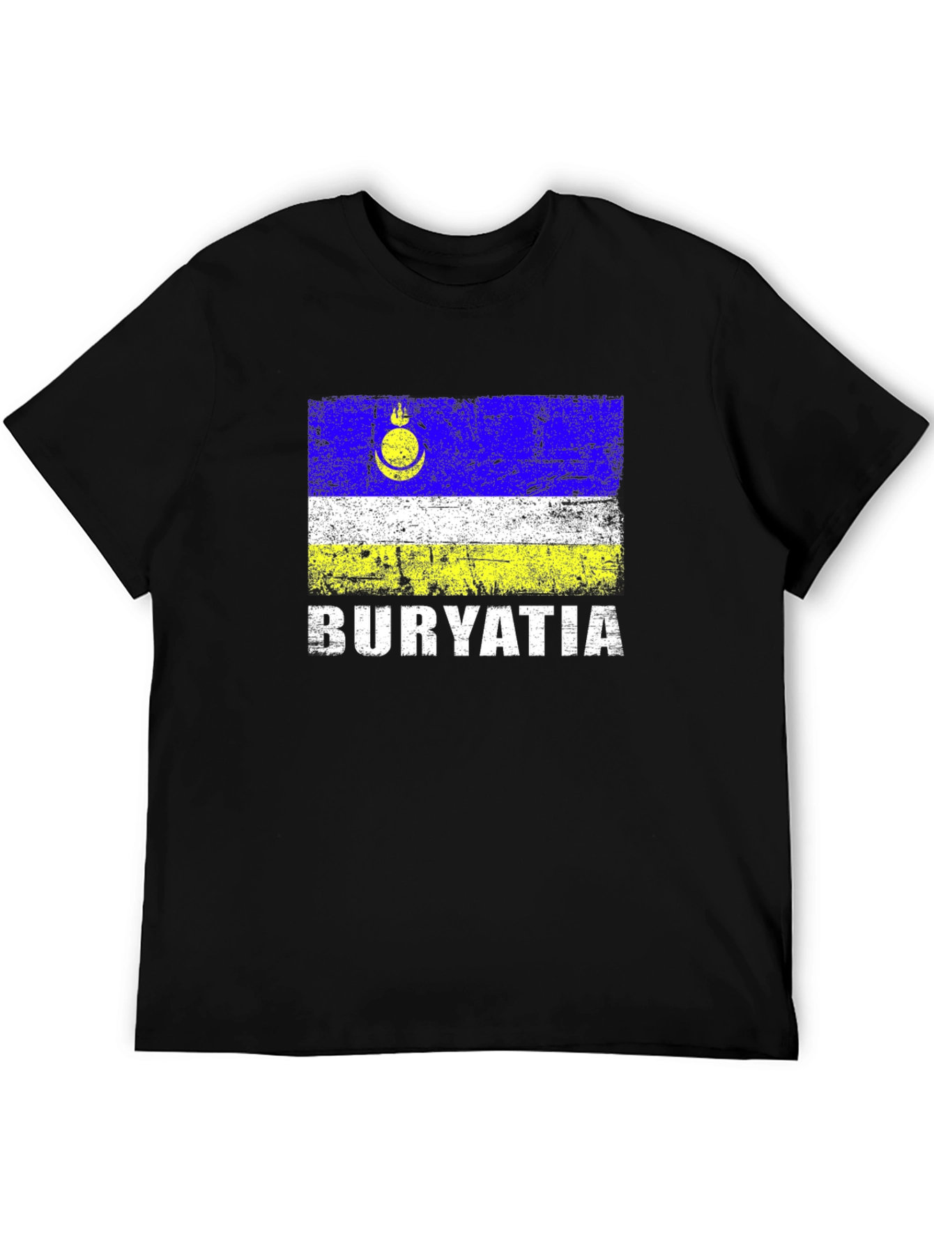 Buryatia Flag Graphic T-Shirt - Mens Black Tee
