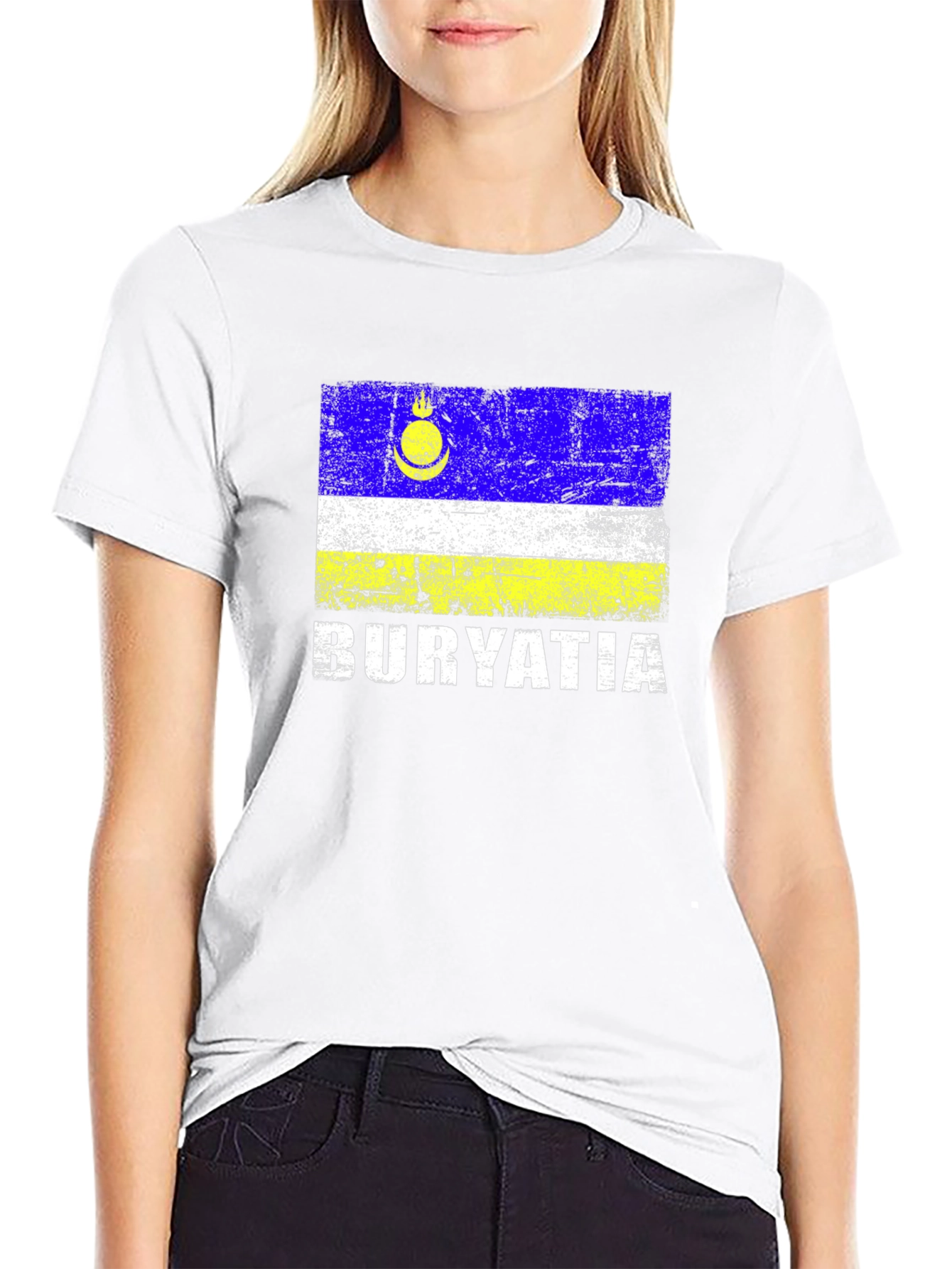 Buryatia Flag Graphic T-Shirt - Mens Black Tee