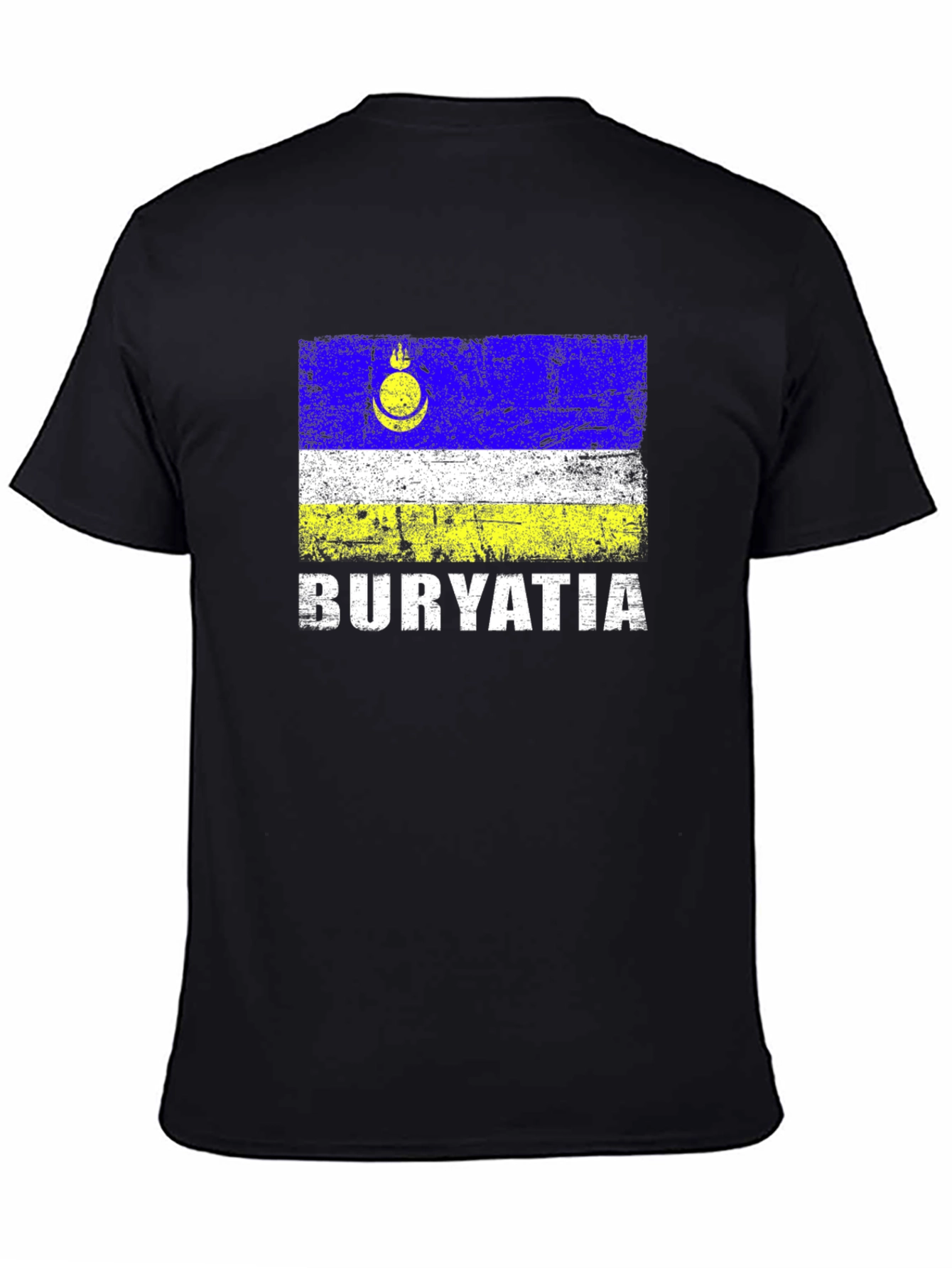 Buryatia Flag Graphic T-Shirt - Mens Black Tee