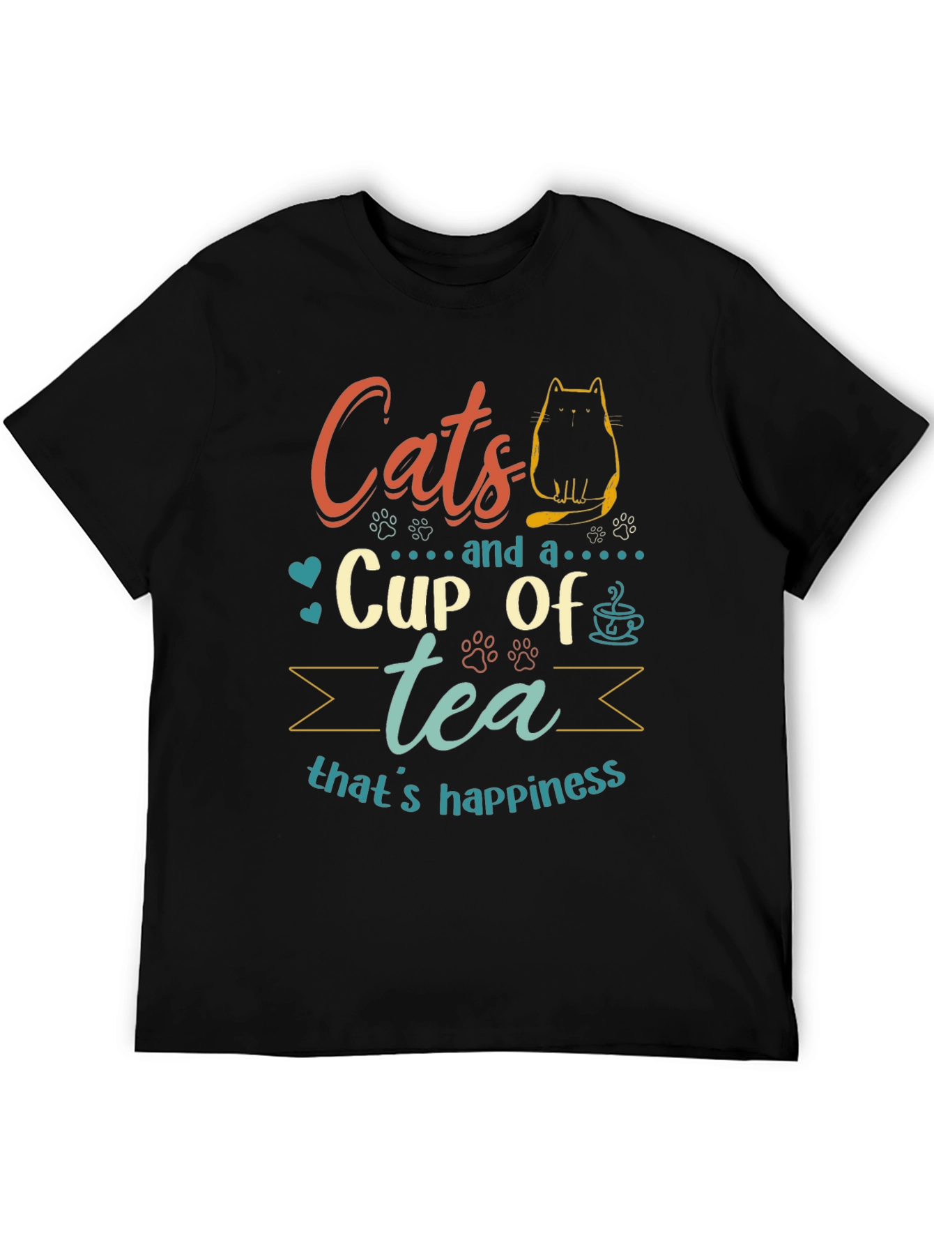Cats and Tea Graphic T-Shirt - Happiness Tee
